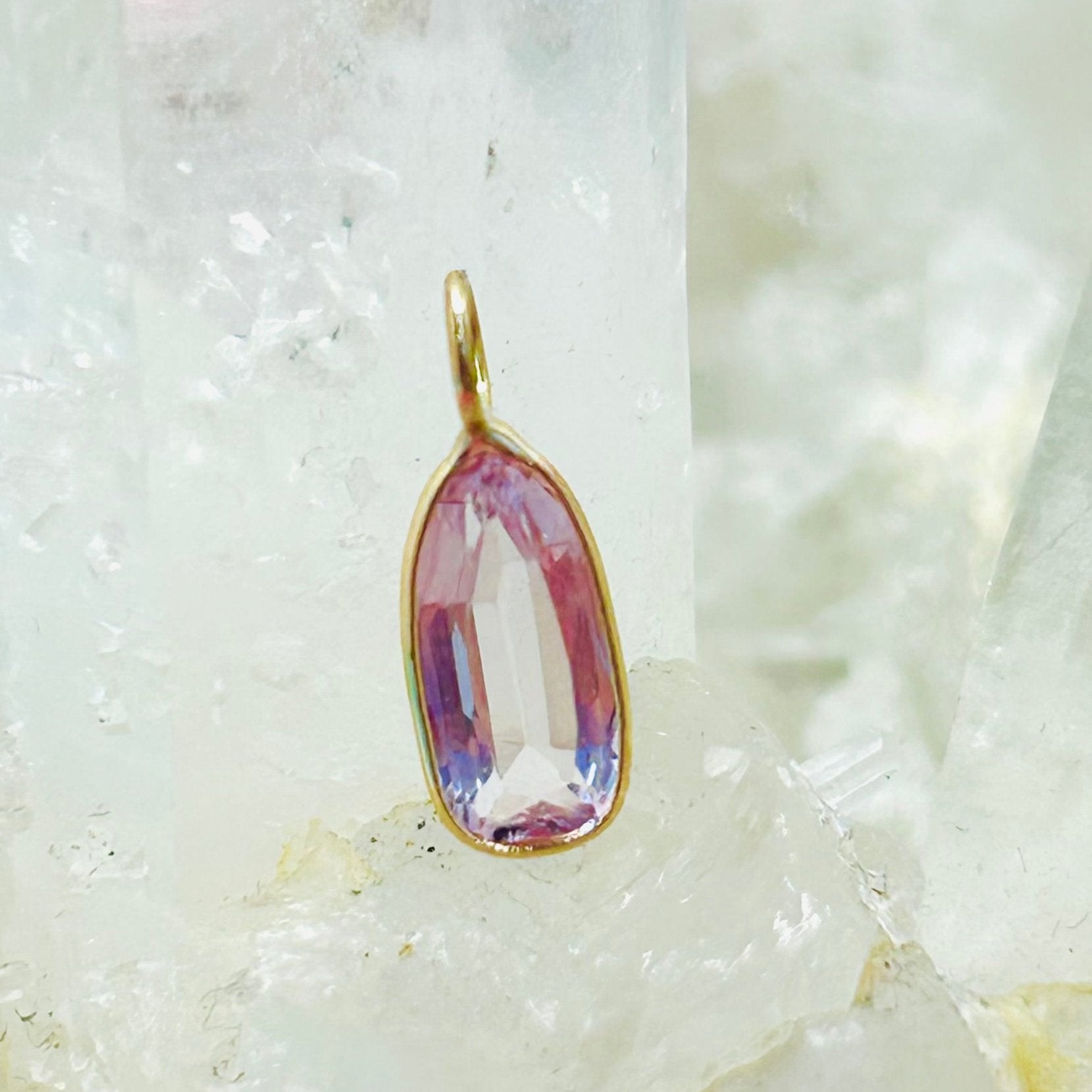 Pretty Pink Imperial Topaz and Solid 14K yellow Gold Gemstone Pendant