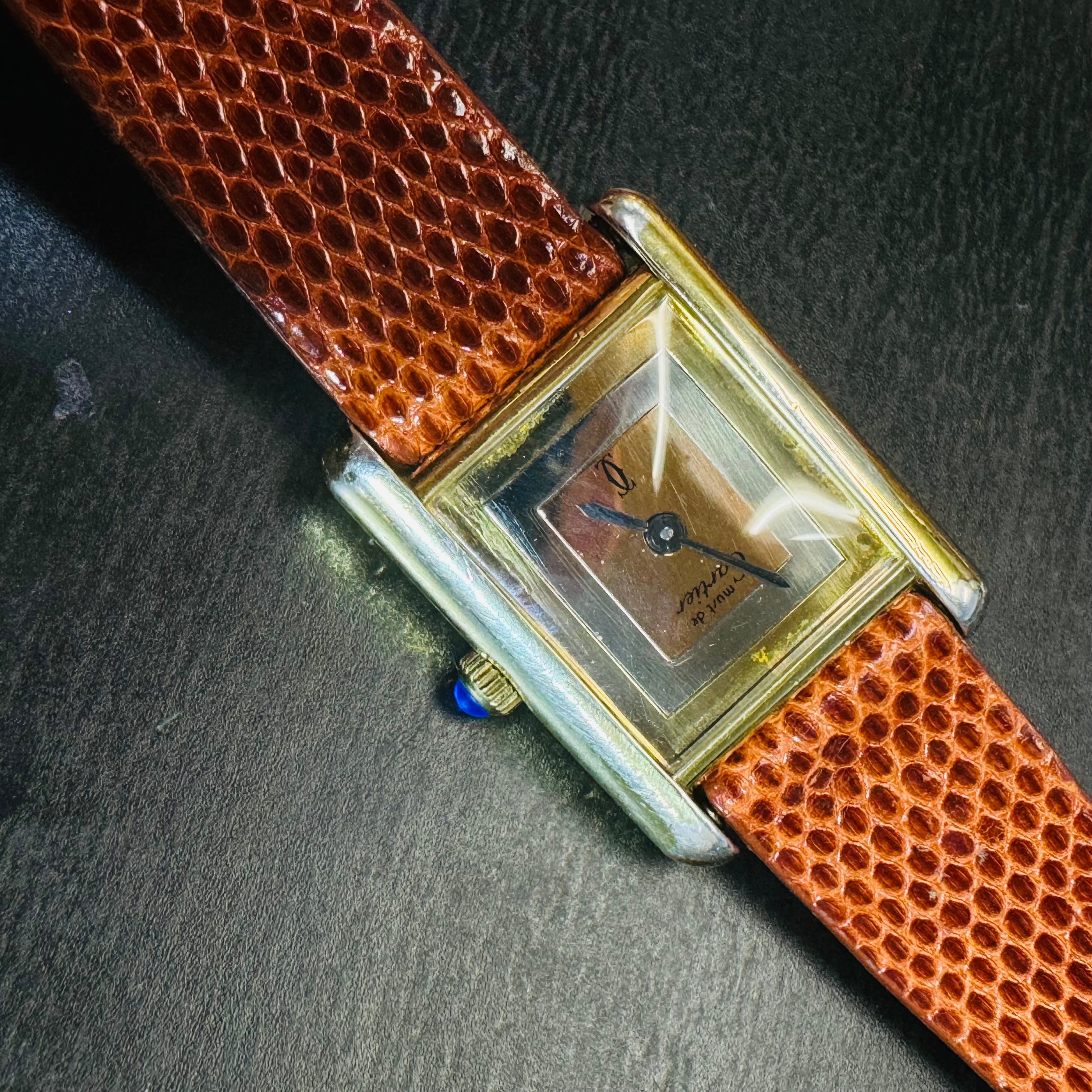 24mm Gold Vermeil Tritone Face Cartier Tank Wristwatch