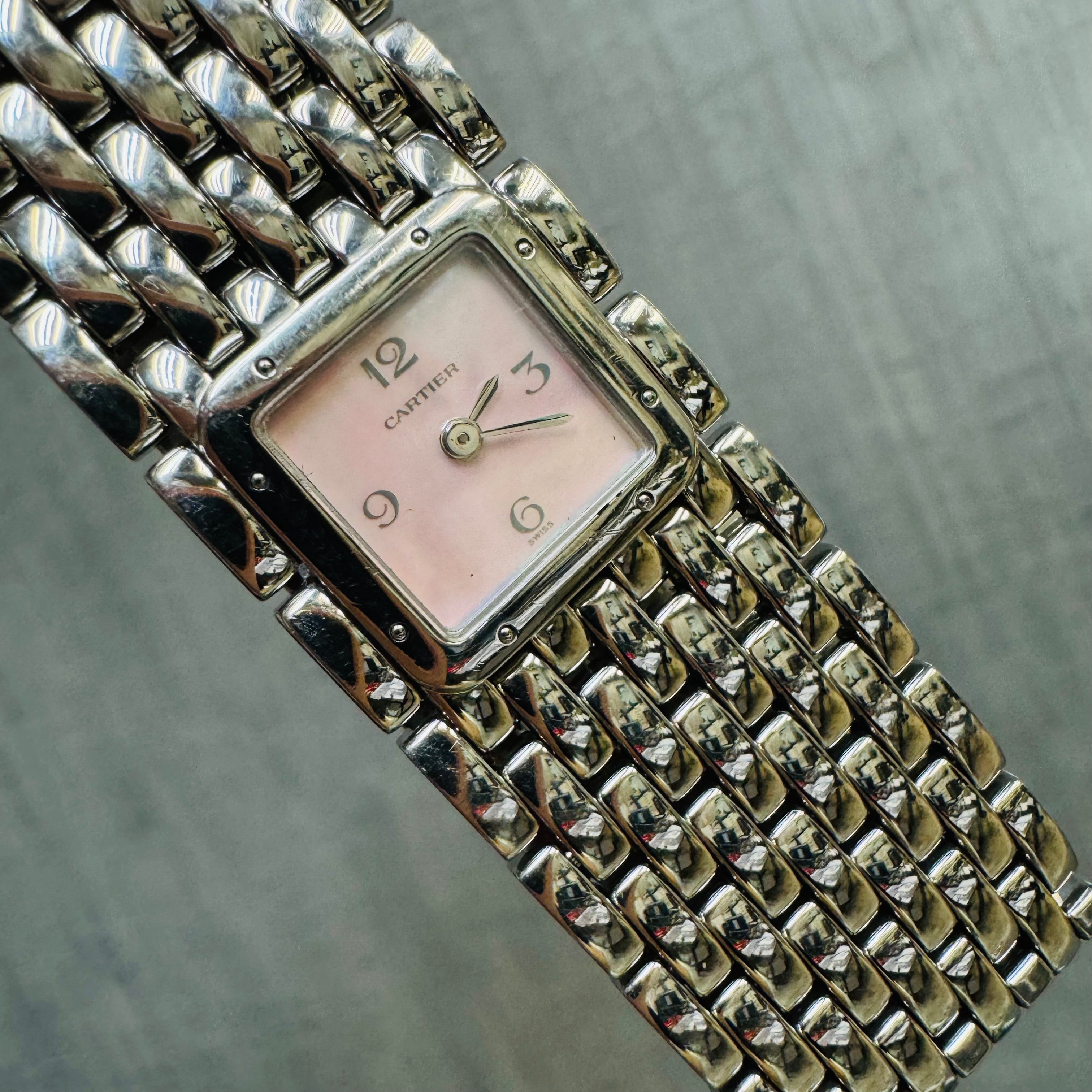 Cartier Pink Mother of Pearl Pathere Reuban Ladies Wrist Watch in Stainless Steel 20mm