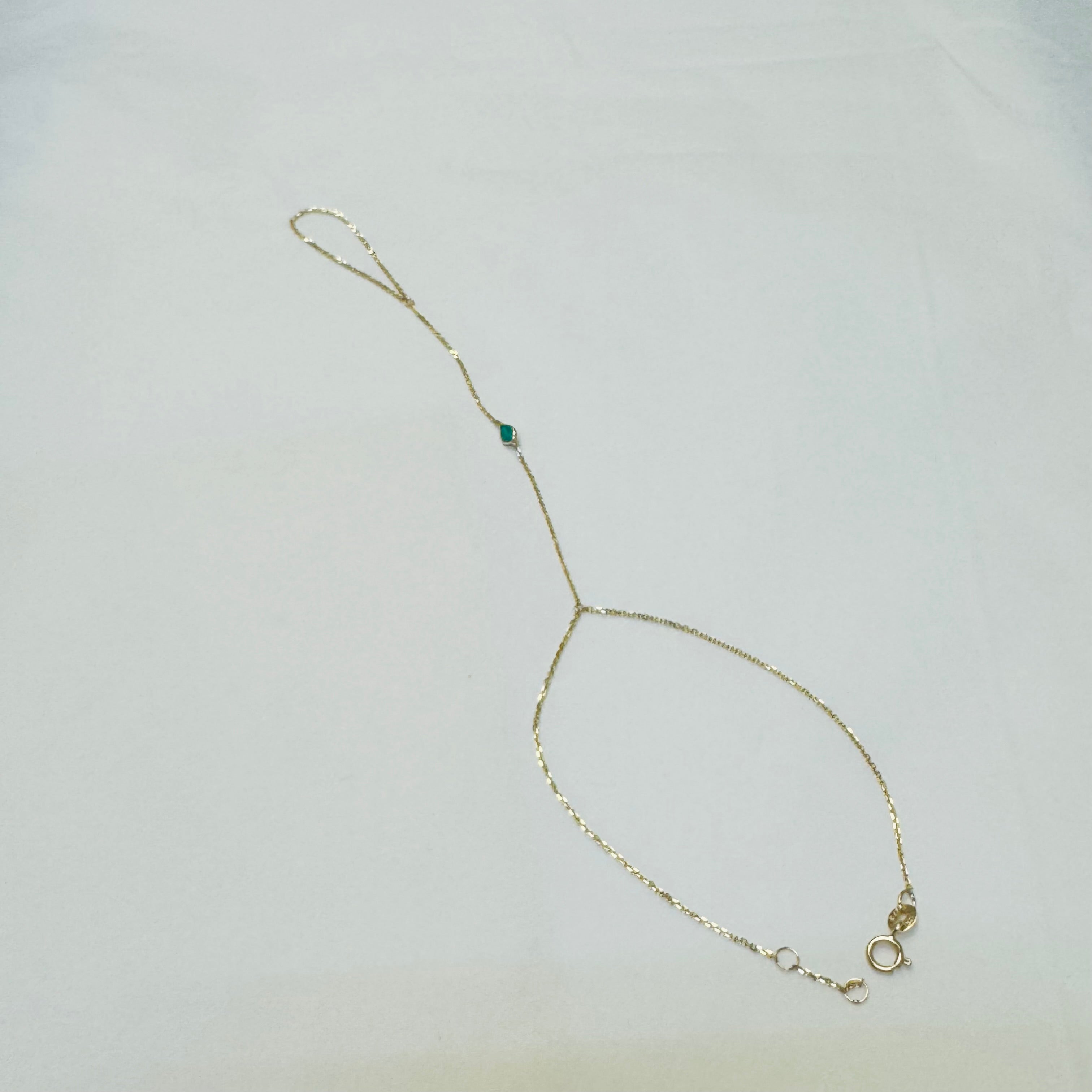 14k Yellow Gold Colombian Emerald Pear Handchain
