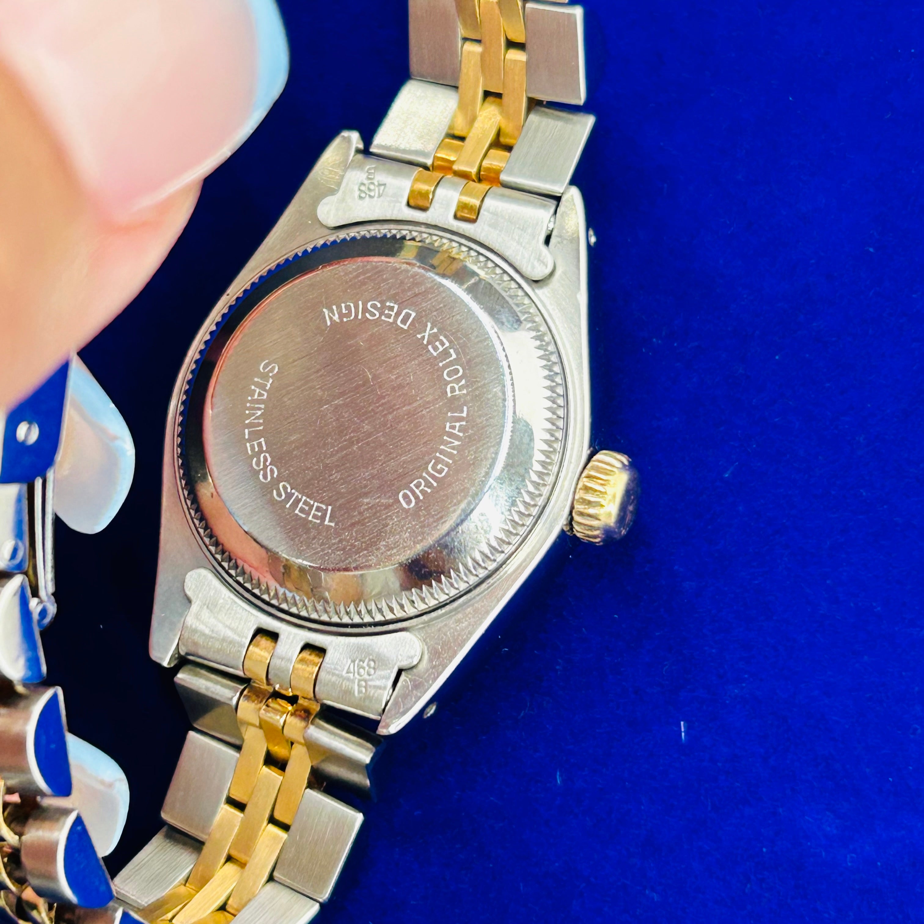 Vintage Stainless Steel Two Tone 26MM Oyster Perpetual Date Rolex Watch
