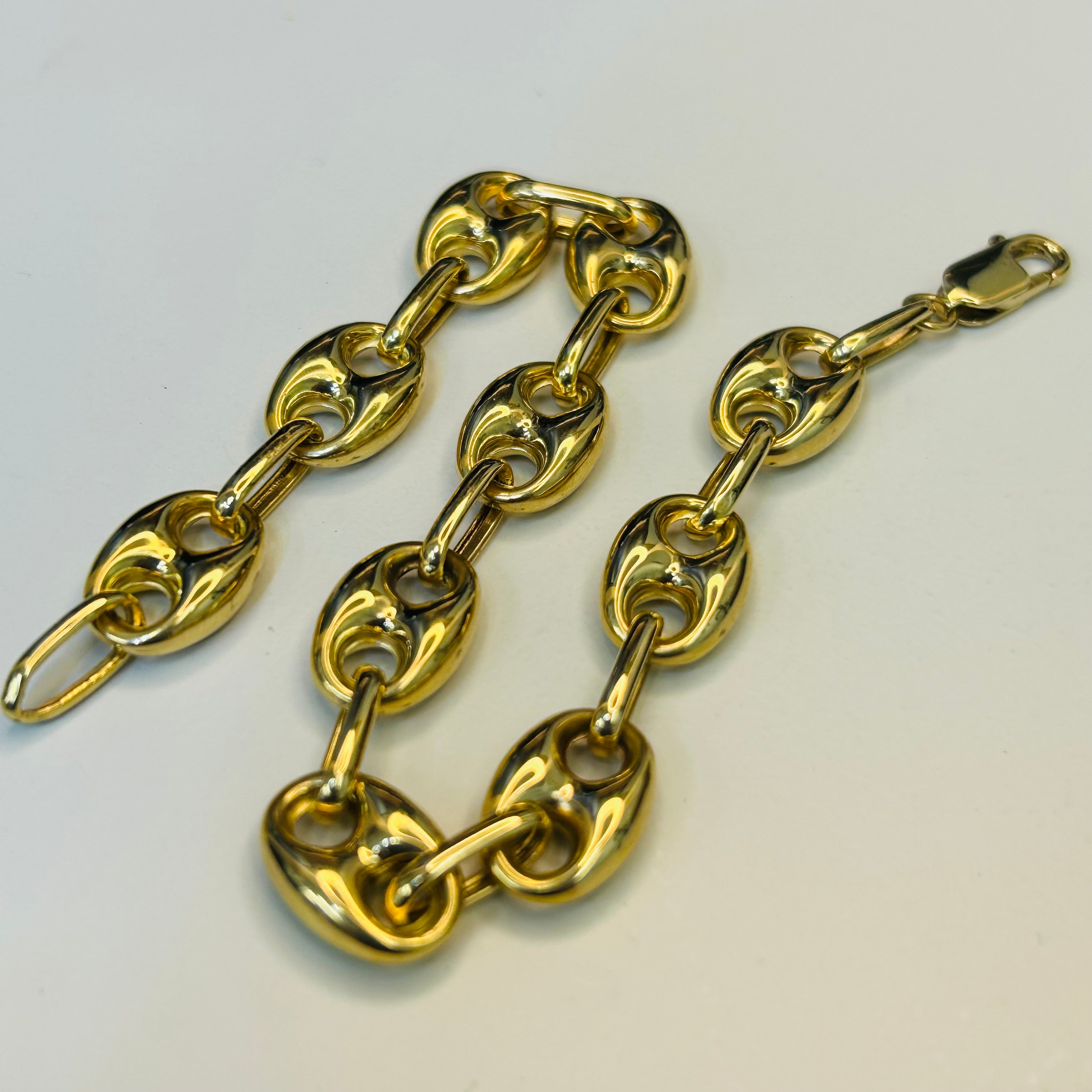 10mm 14K Yellow Gold Mariner Link Bracelet