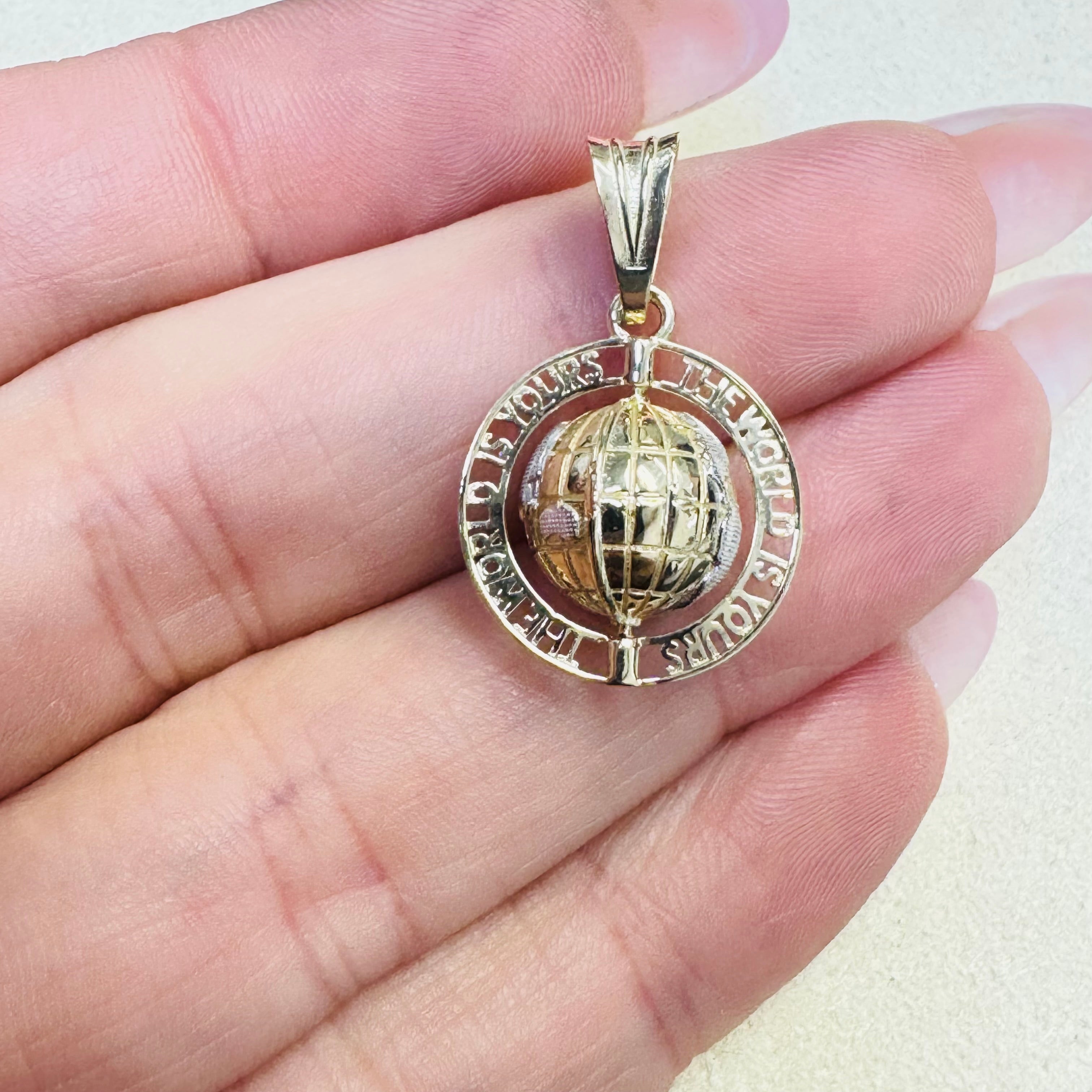 The World Is Yours 10K Yellow Gold Spinning Globe Charm