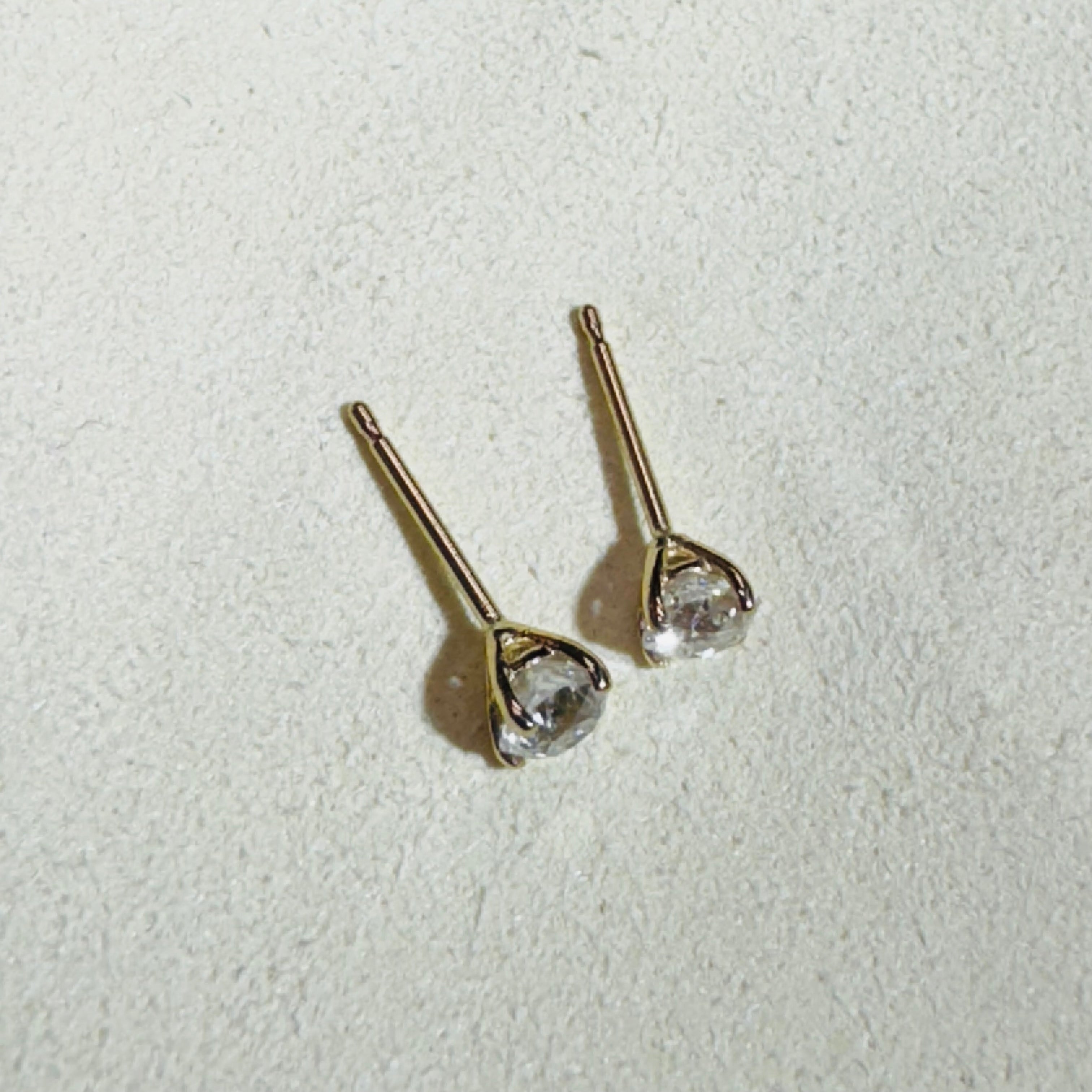 .64CT 14K Yellow Gold Old Mine Cut Diamond Earing Studs