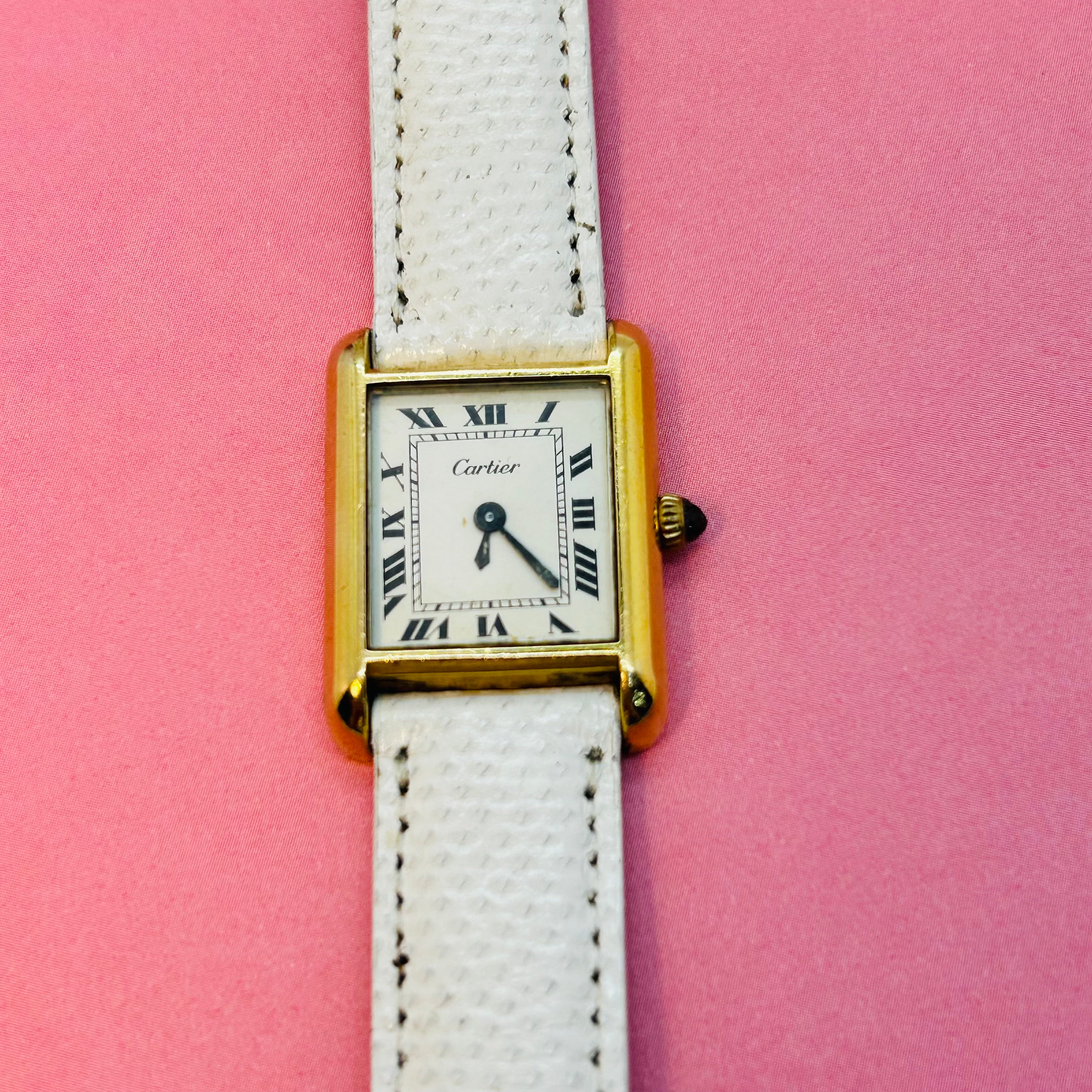 21mm Cartier Tank Wristwatch White Dial White Strap