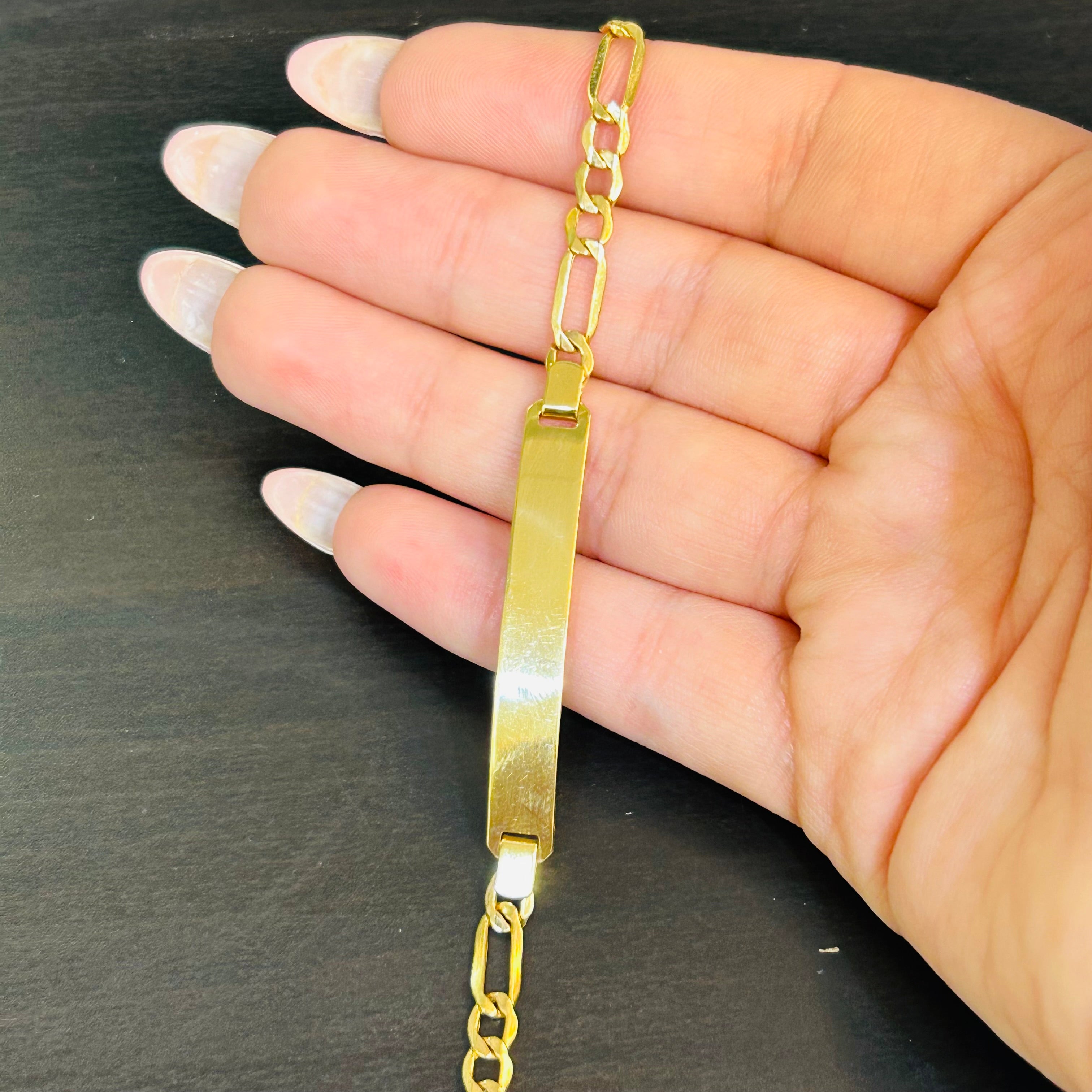 14K Yellow Gold Classic Engravable ID Bracelet 8”