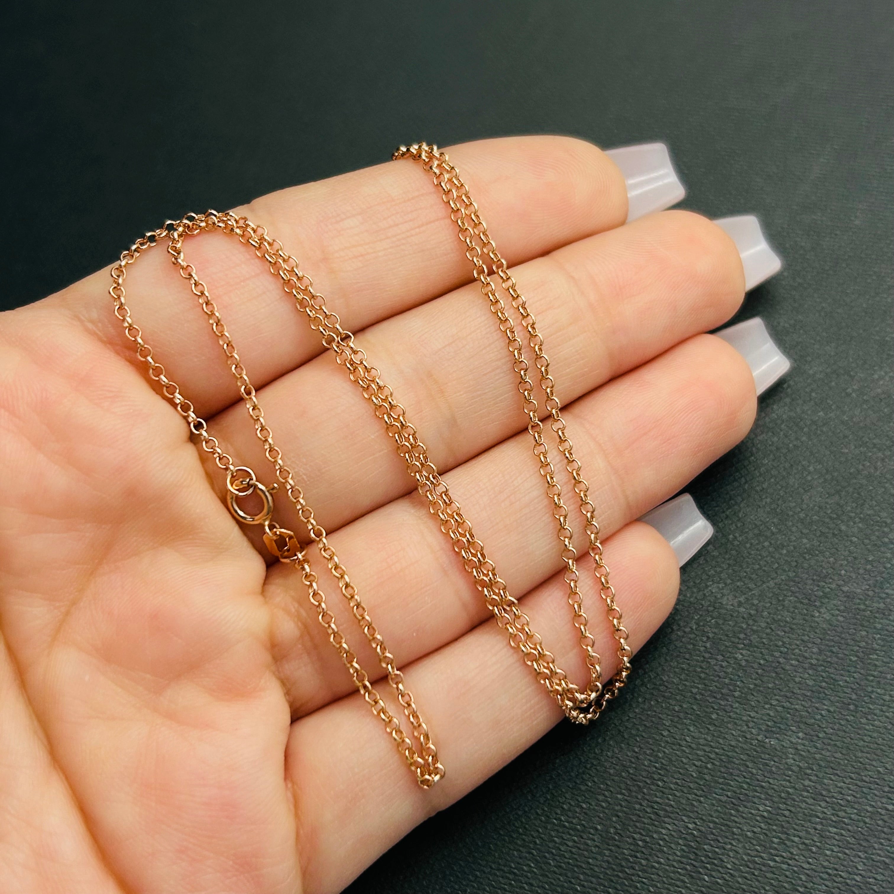 10K Solid Rose Gold Rolo Link 1.6mm Chain 16" 18" 20"