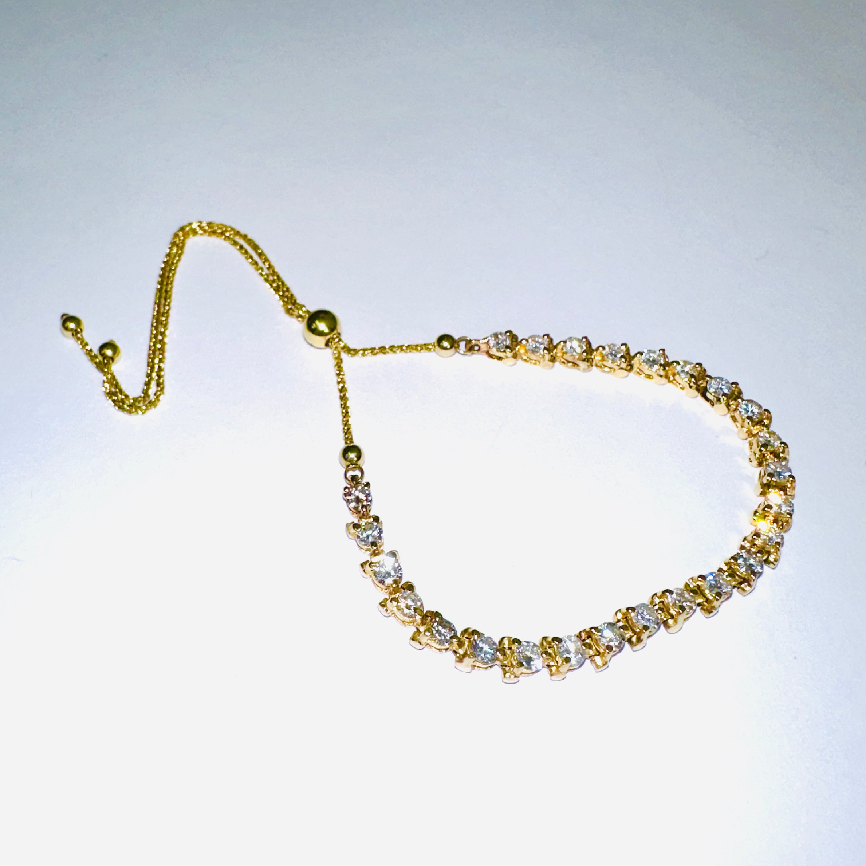 12” 14K Adjustable vintage Diamond Tennis Bracelet