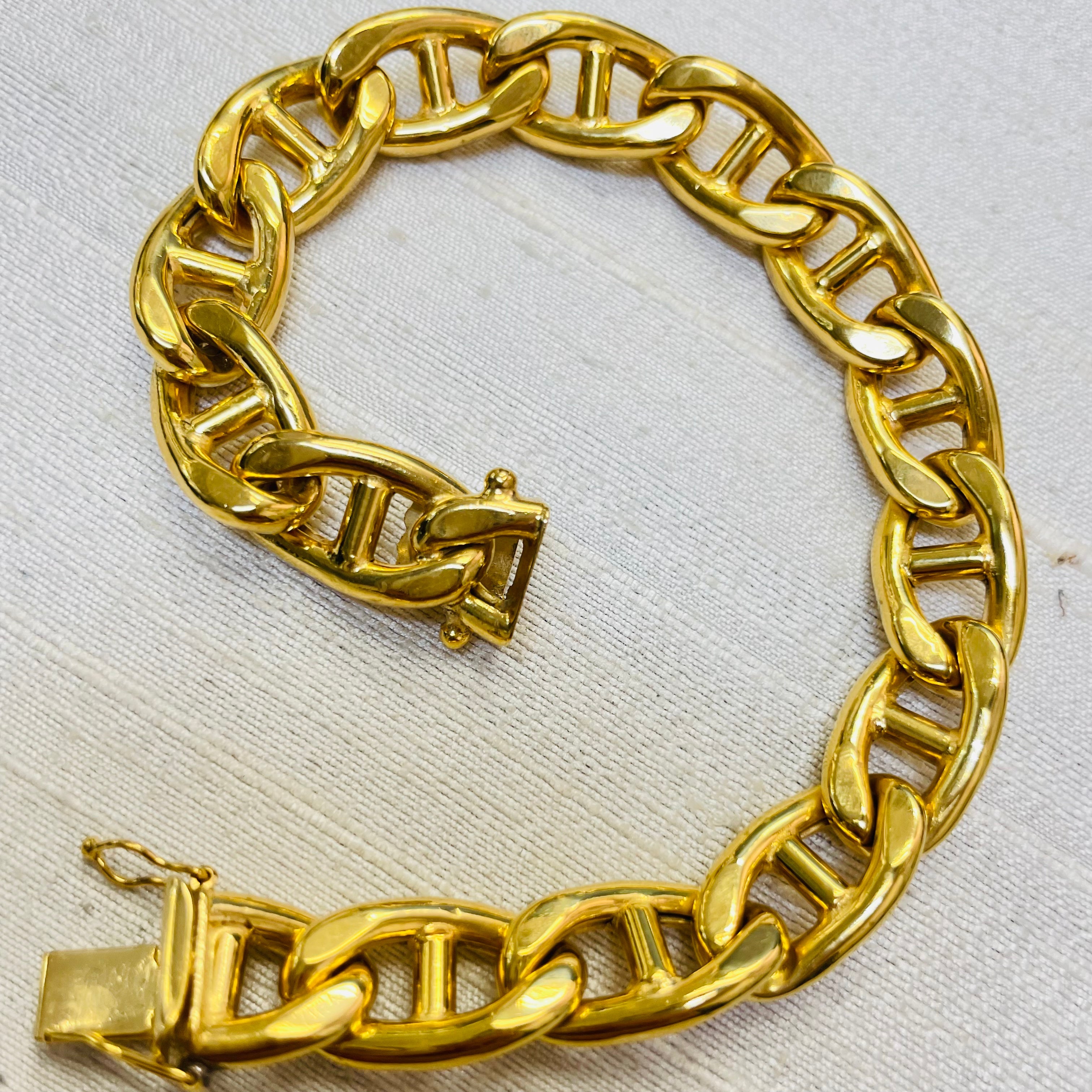 18K Yellow Gold Mariner Link Bracelet 8”
