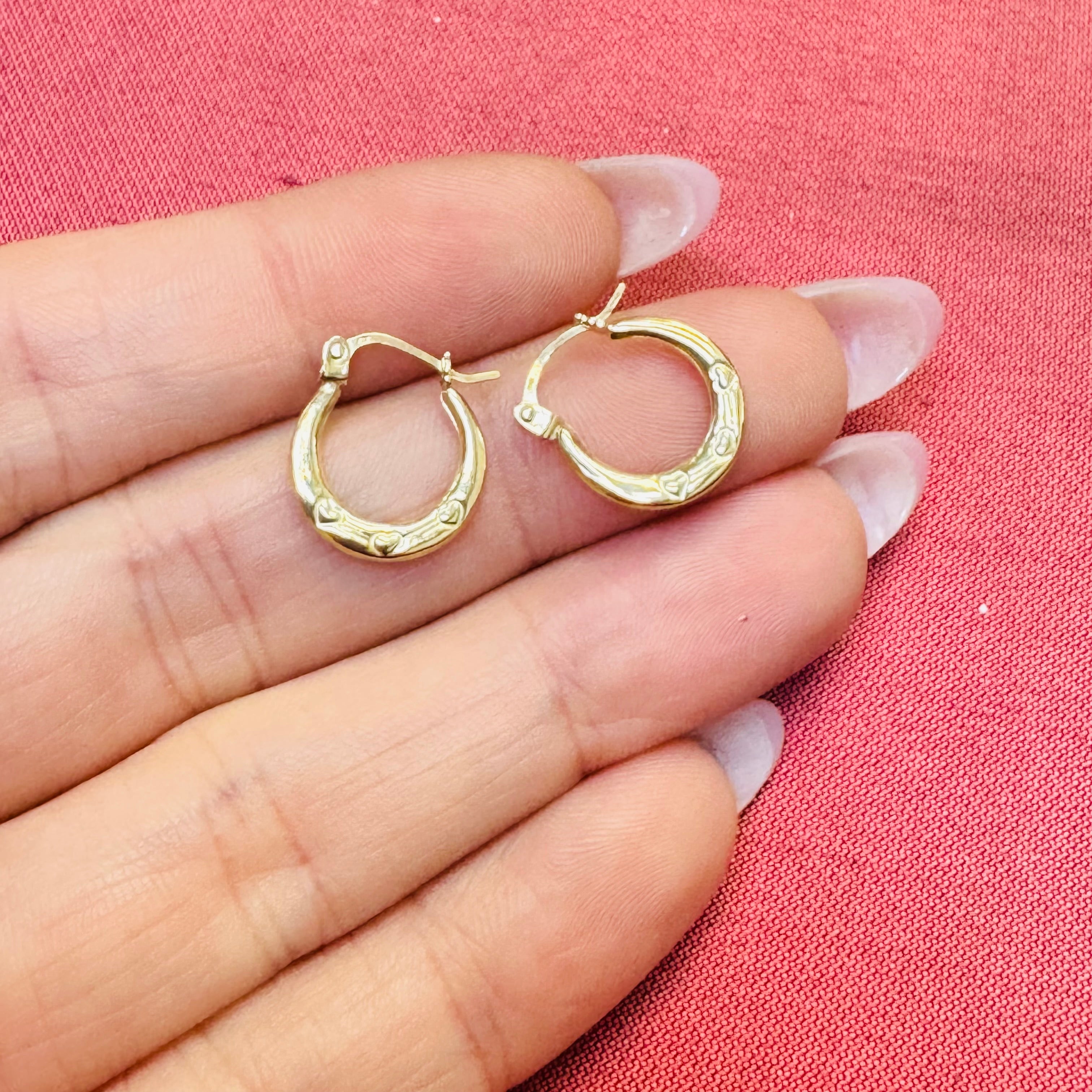 10K Yellow Gold 1/2” Heart Hoop Earrings