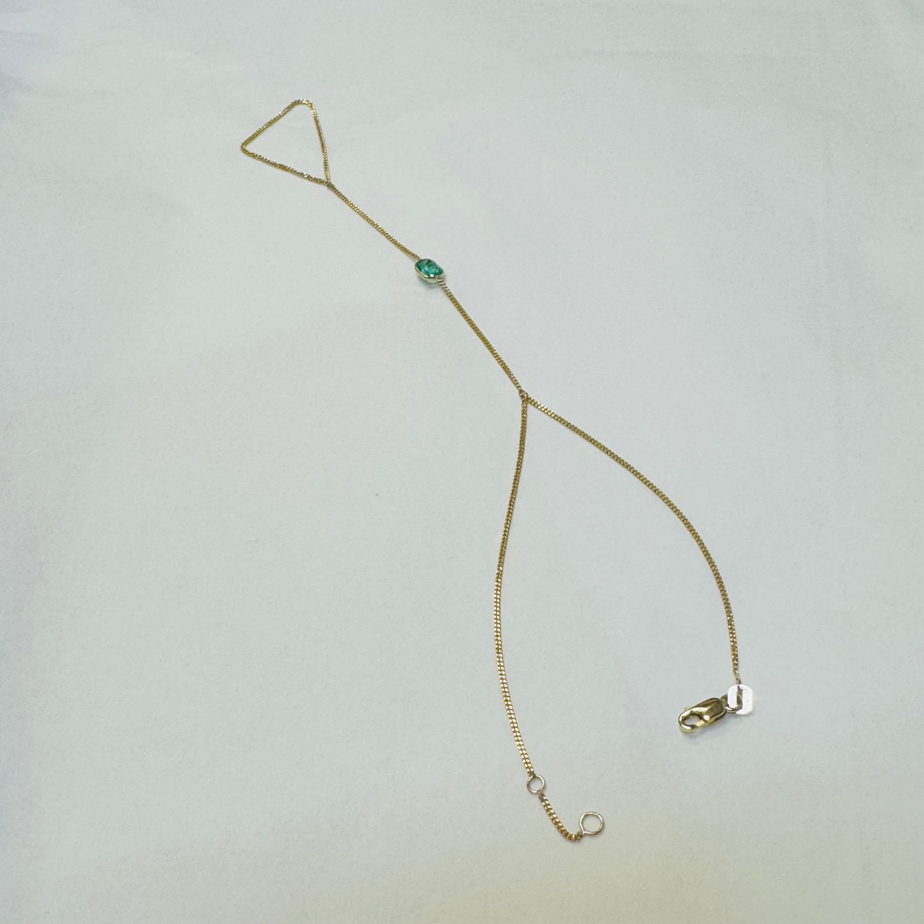 14k Yellow Gold Colombian Emerald Handchain
