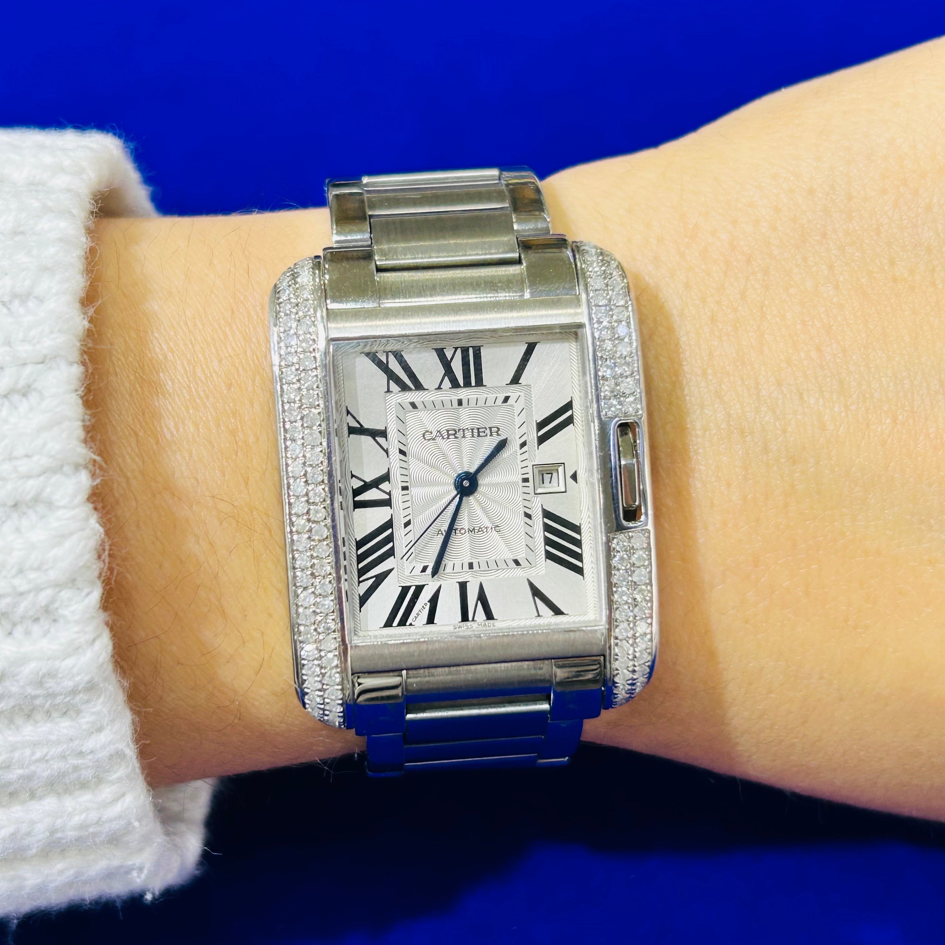 Stainless Steel Cartier Tank Anglaise Large Watch