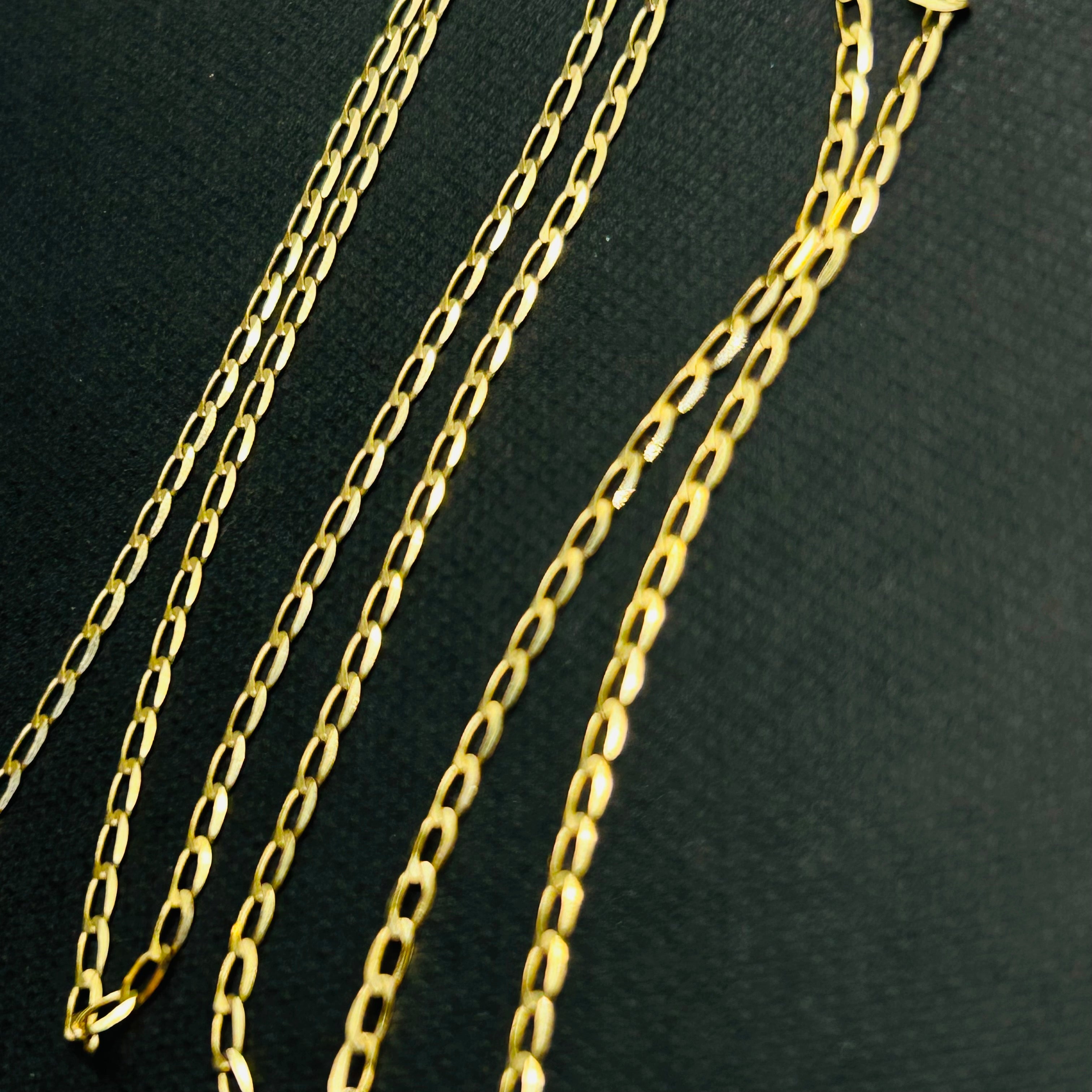 16” Solid 2mm 14K Yellow Gold Curb Link  Necklace Chain