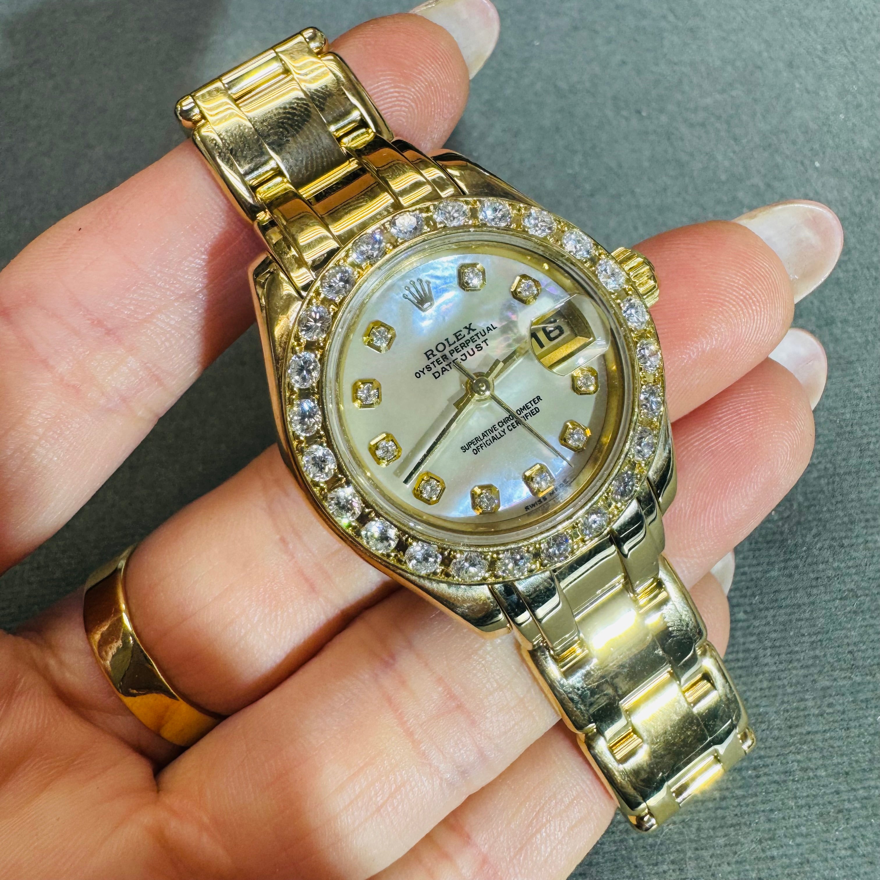 28mm Ladies Rolex Pearl Master Masterpiece Diamond Bezel and Dial Watch 2000