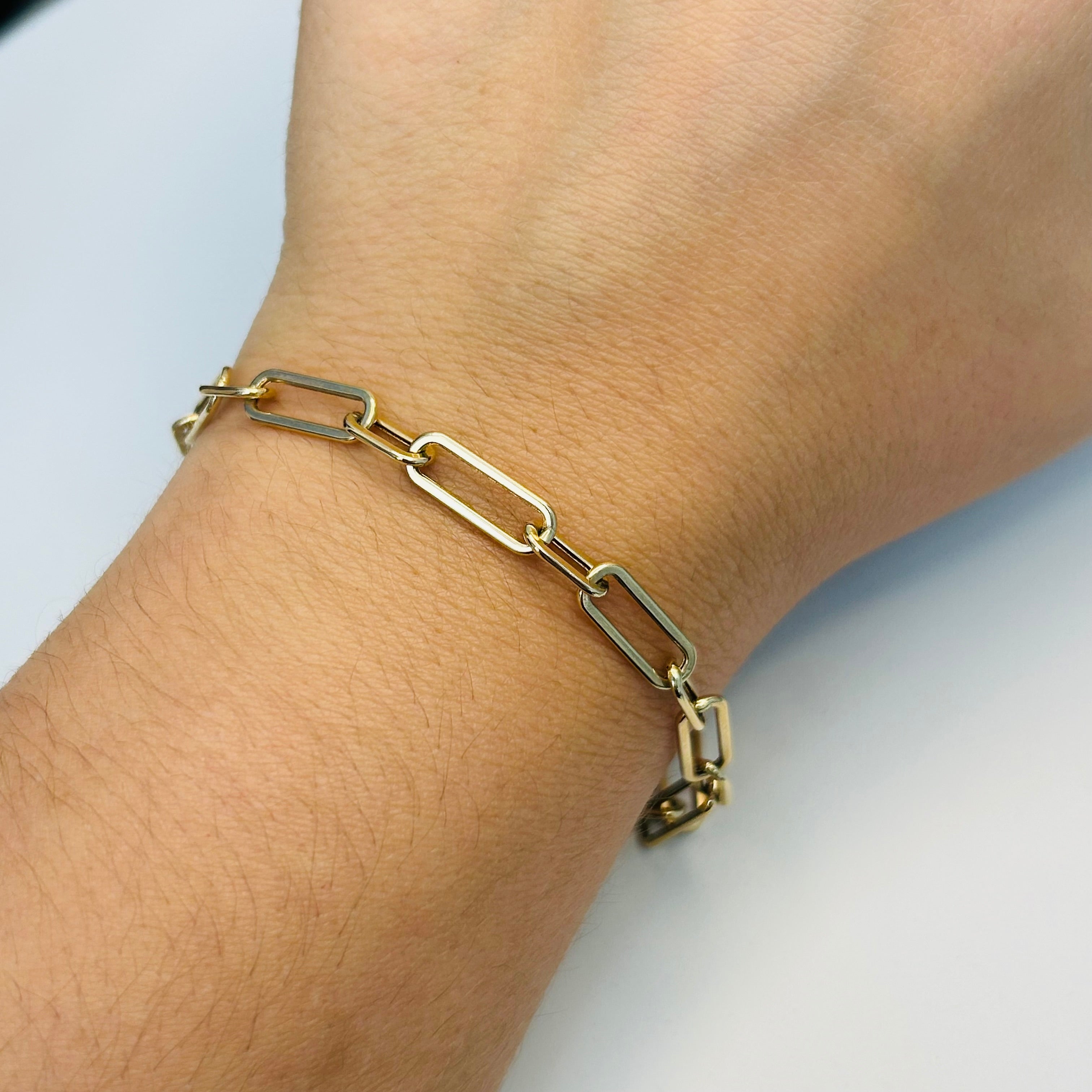 5mm 14K Yellow Gold Link Bracelet 7.5”