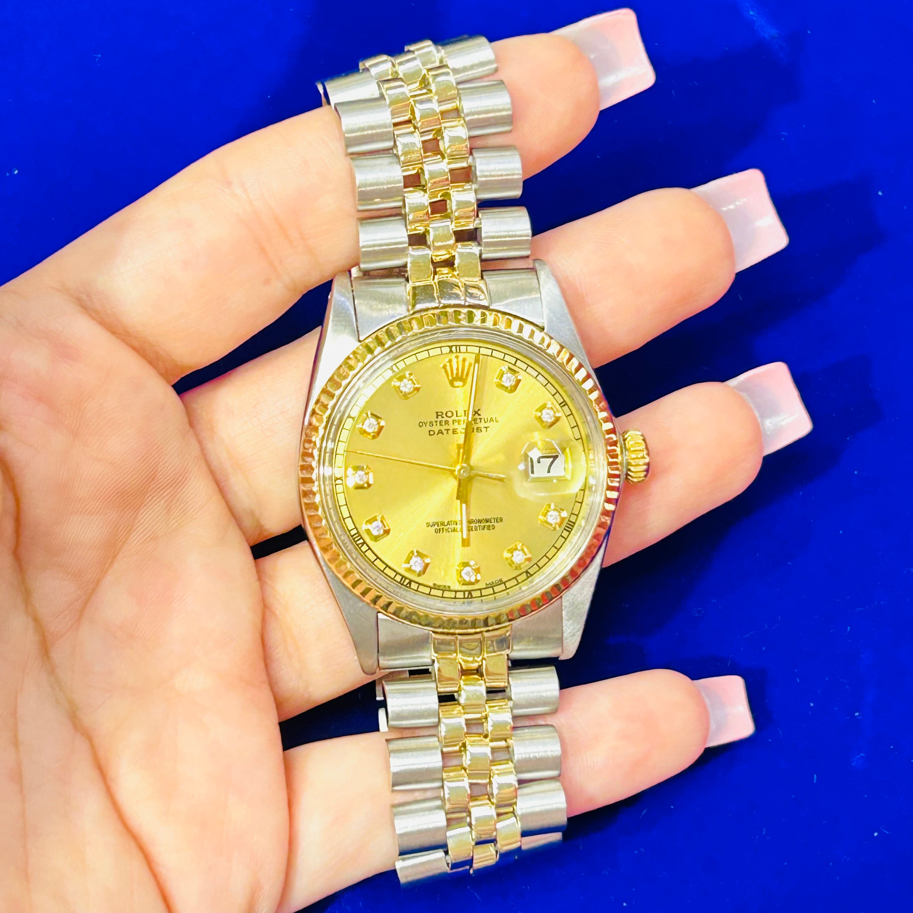 Vintage Stainless Steel and 18K Gold 36MM Oyster Perpetual Datejust Rolex Watch