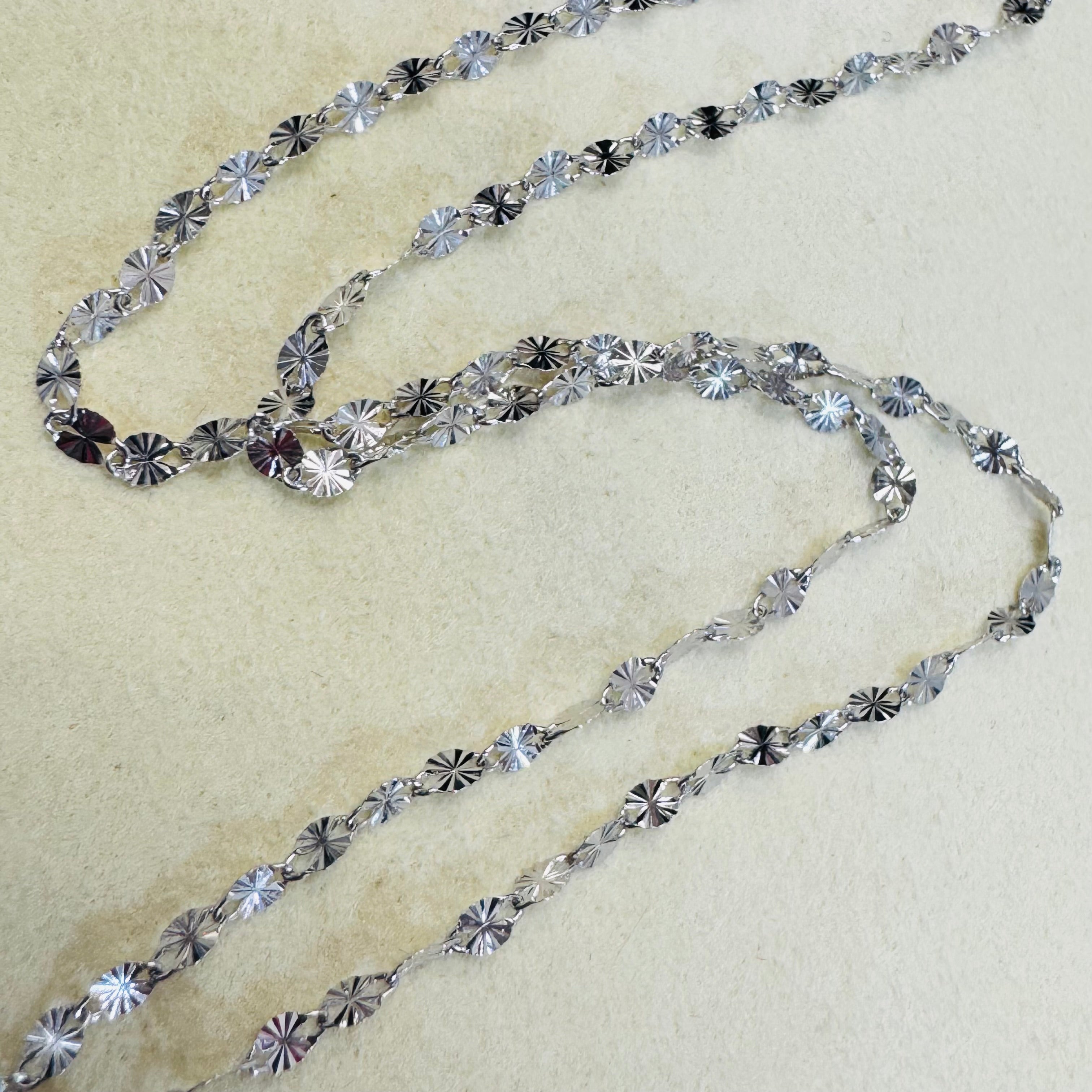 16” 2mm Solid 14K White Gold Diamond Cut Sparkly Chain Necklace