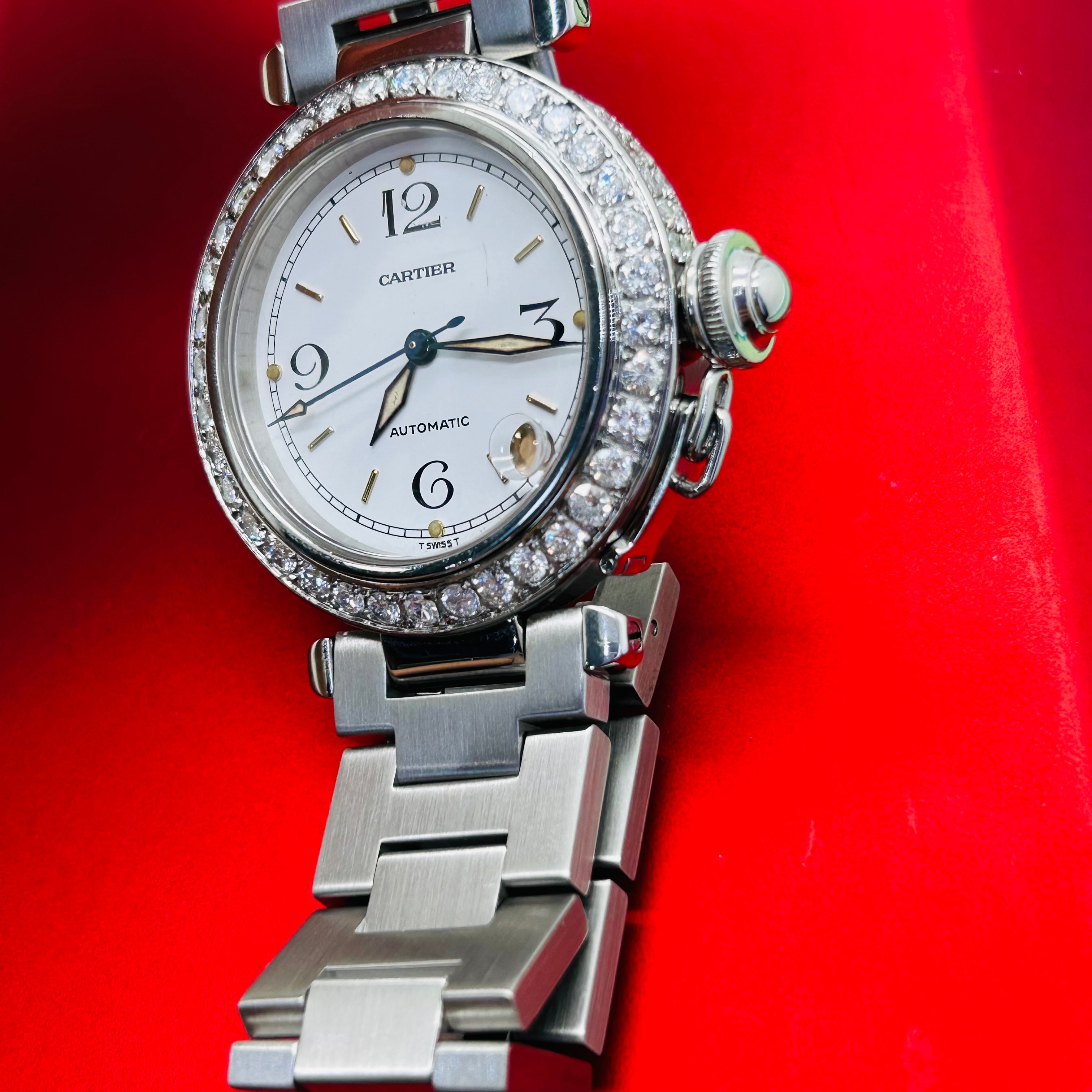 Cartier Pasha 35mm Steel Diamond Bezel Watch