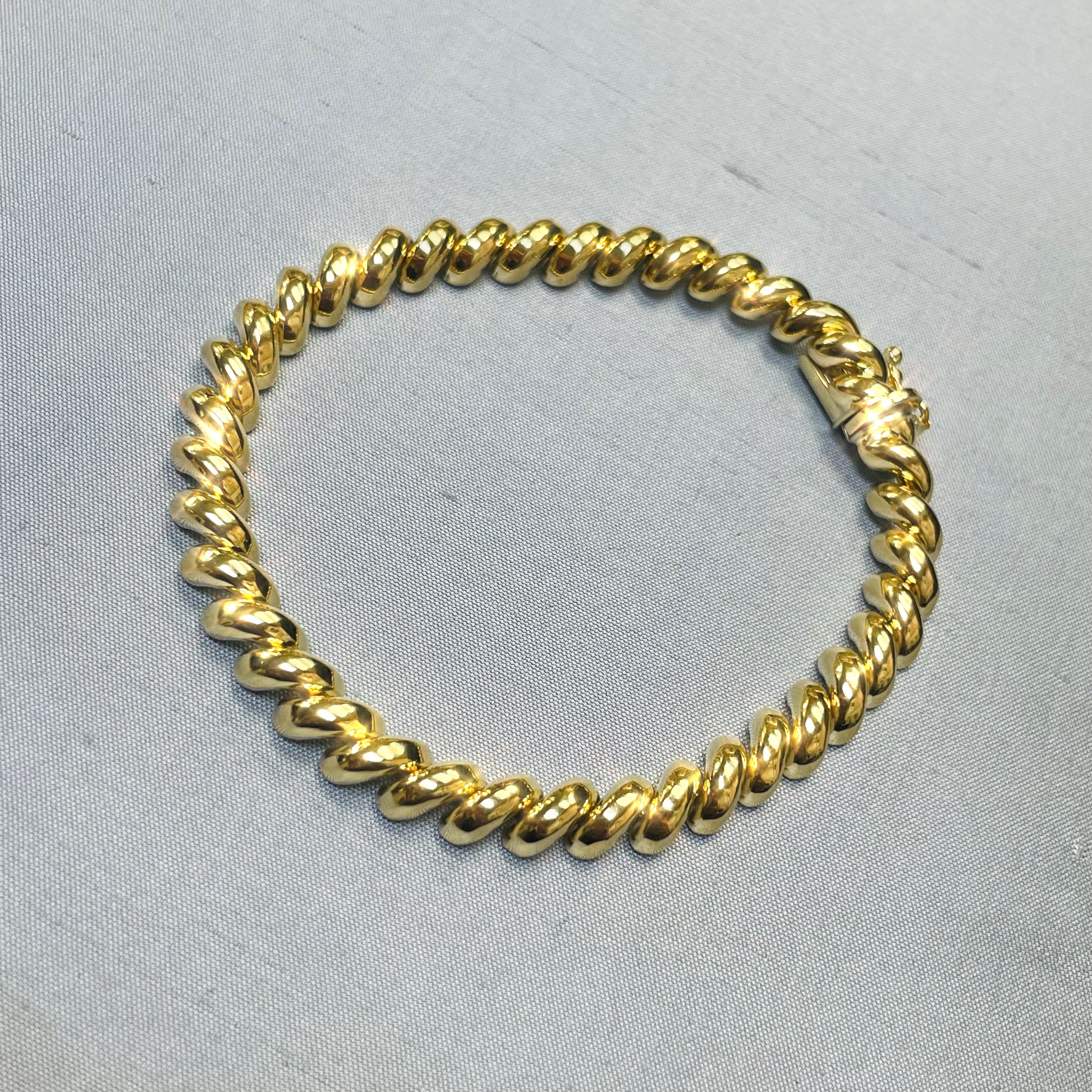 7” 7mm Macaroni San Marco Link Bracelet in Solid 14K Yellow Gold