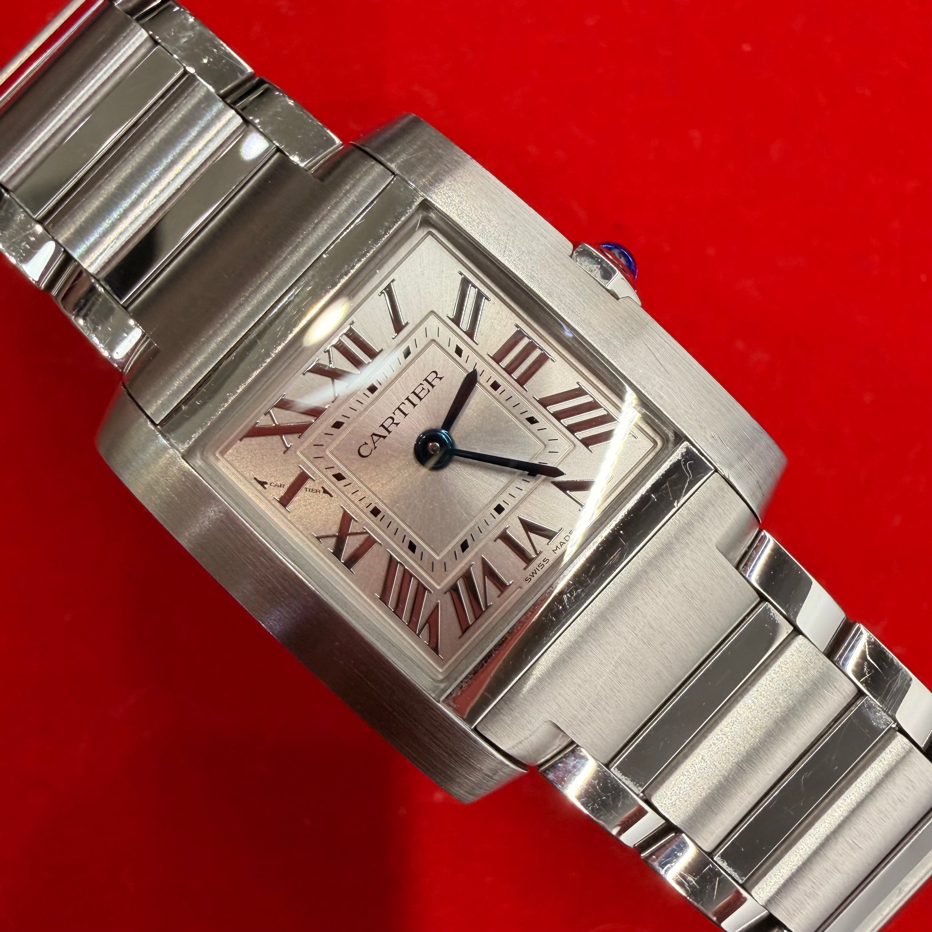 Cartier Tank Française Small Stainless Steel Quartz 2025 Wrist Watch Ref.2384 With Papers
