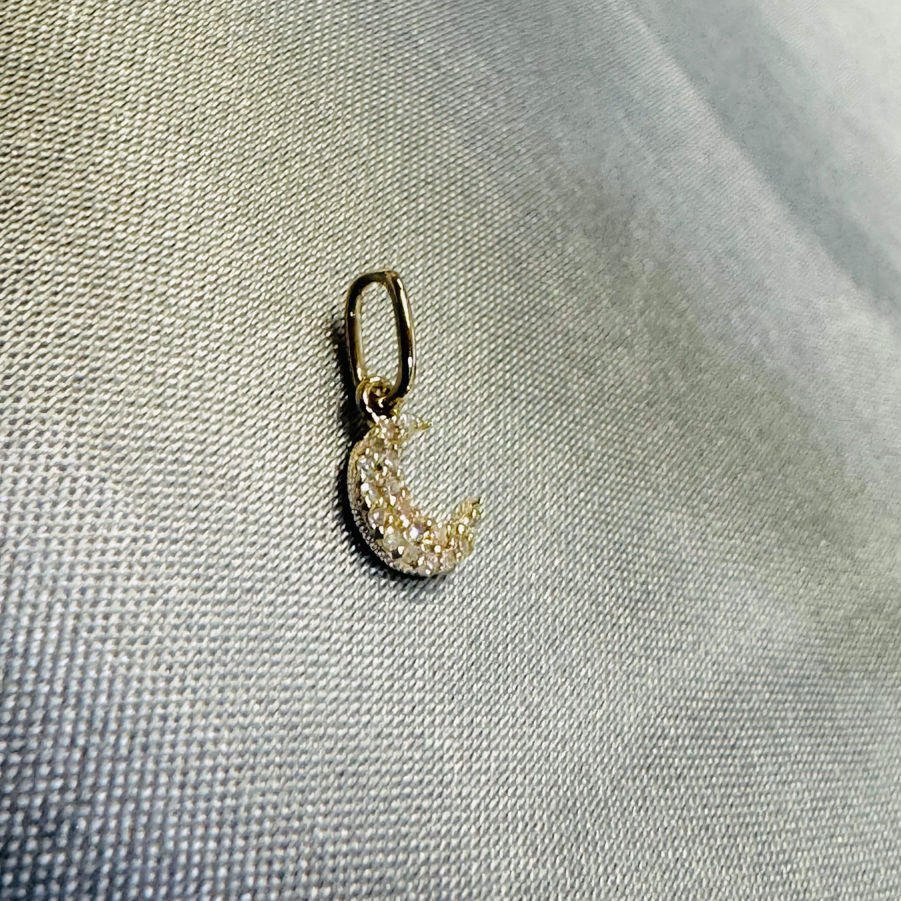 14K Yellow Gold Mini Diamond Moon Charm Pendant