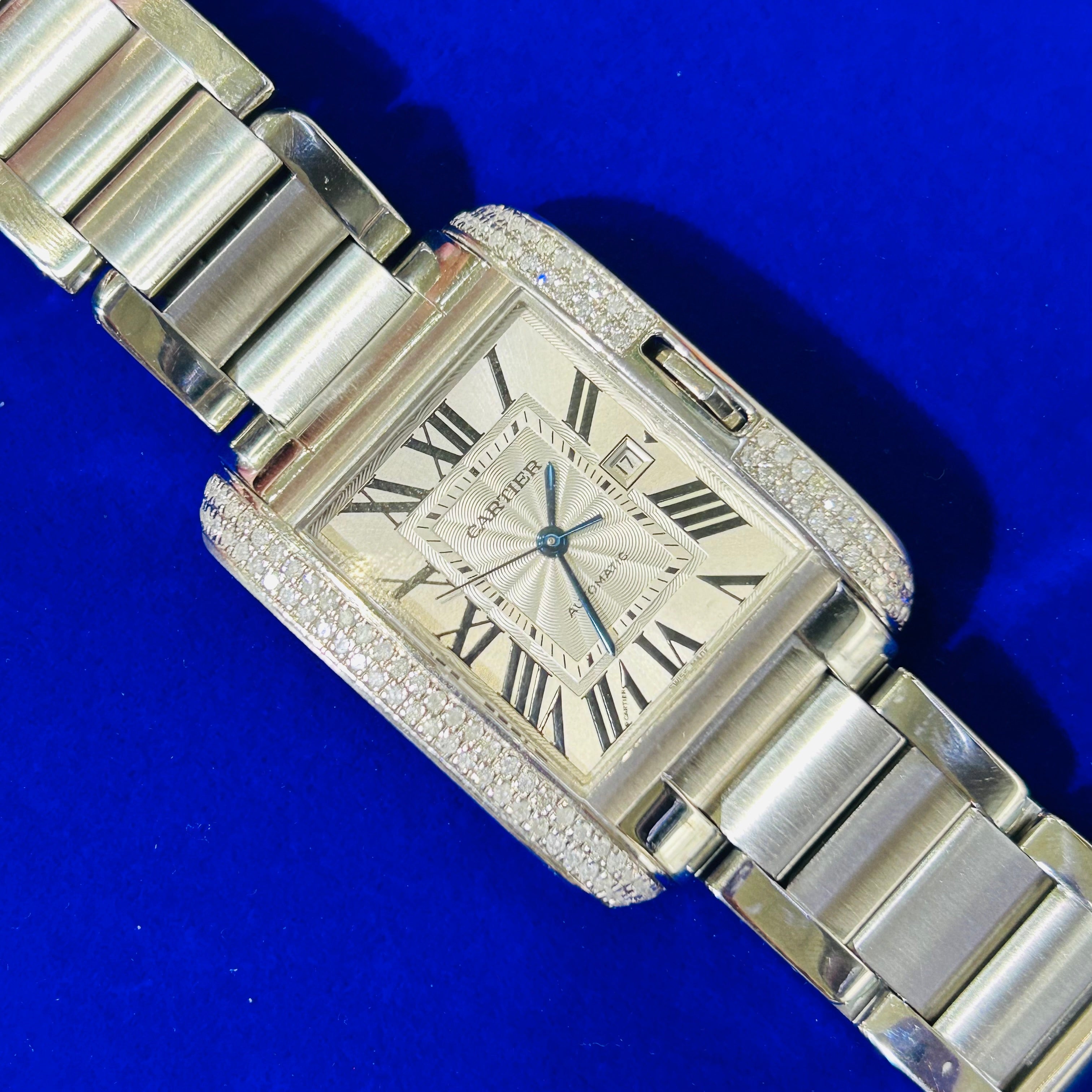 Stainless Steel Cartier Tank Anglaise Large Watch