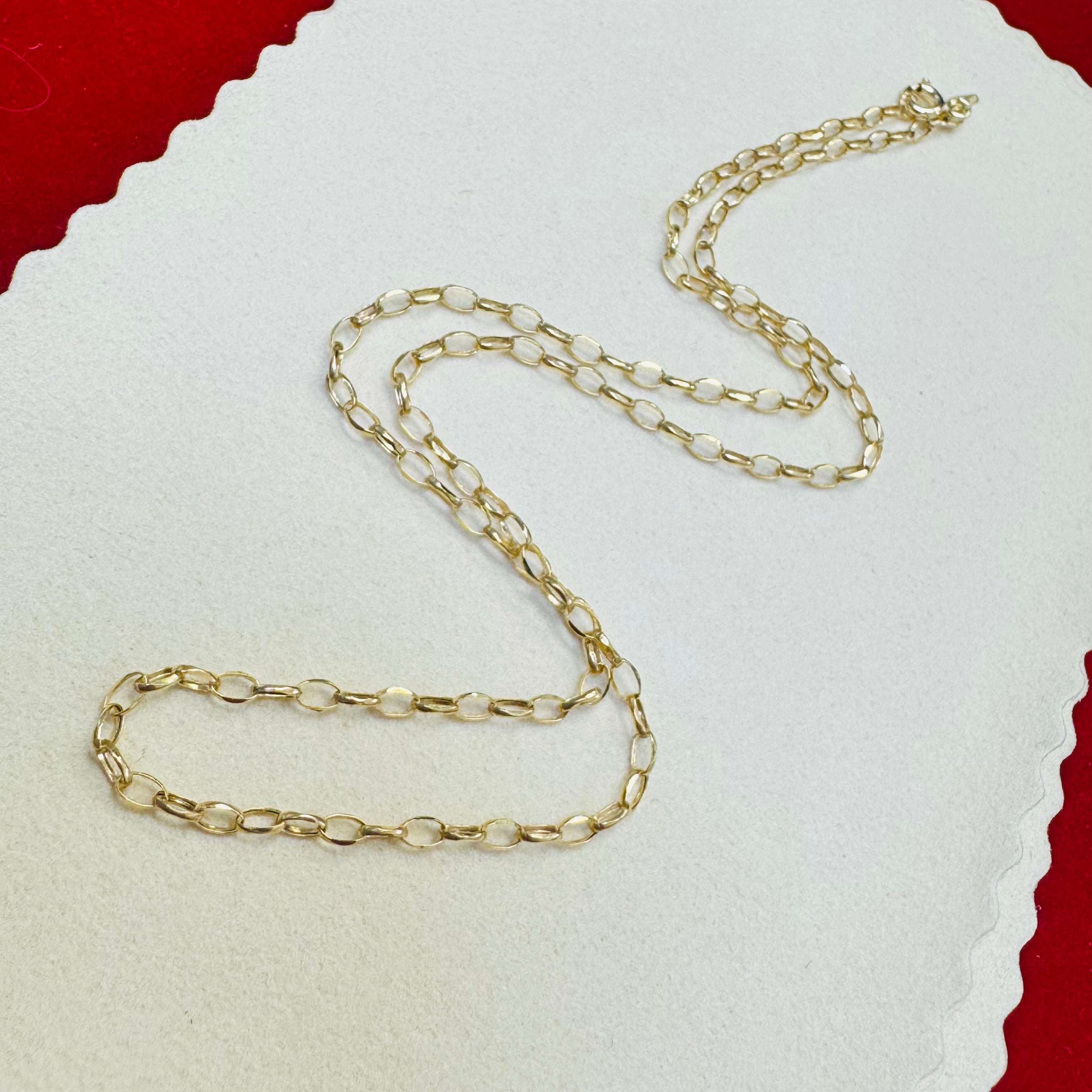 17” 2.5mm Solid 10K Yellow Gold Sparkly Oval Rolo Chain