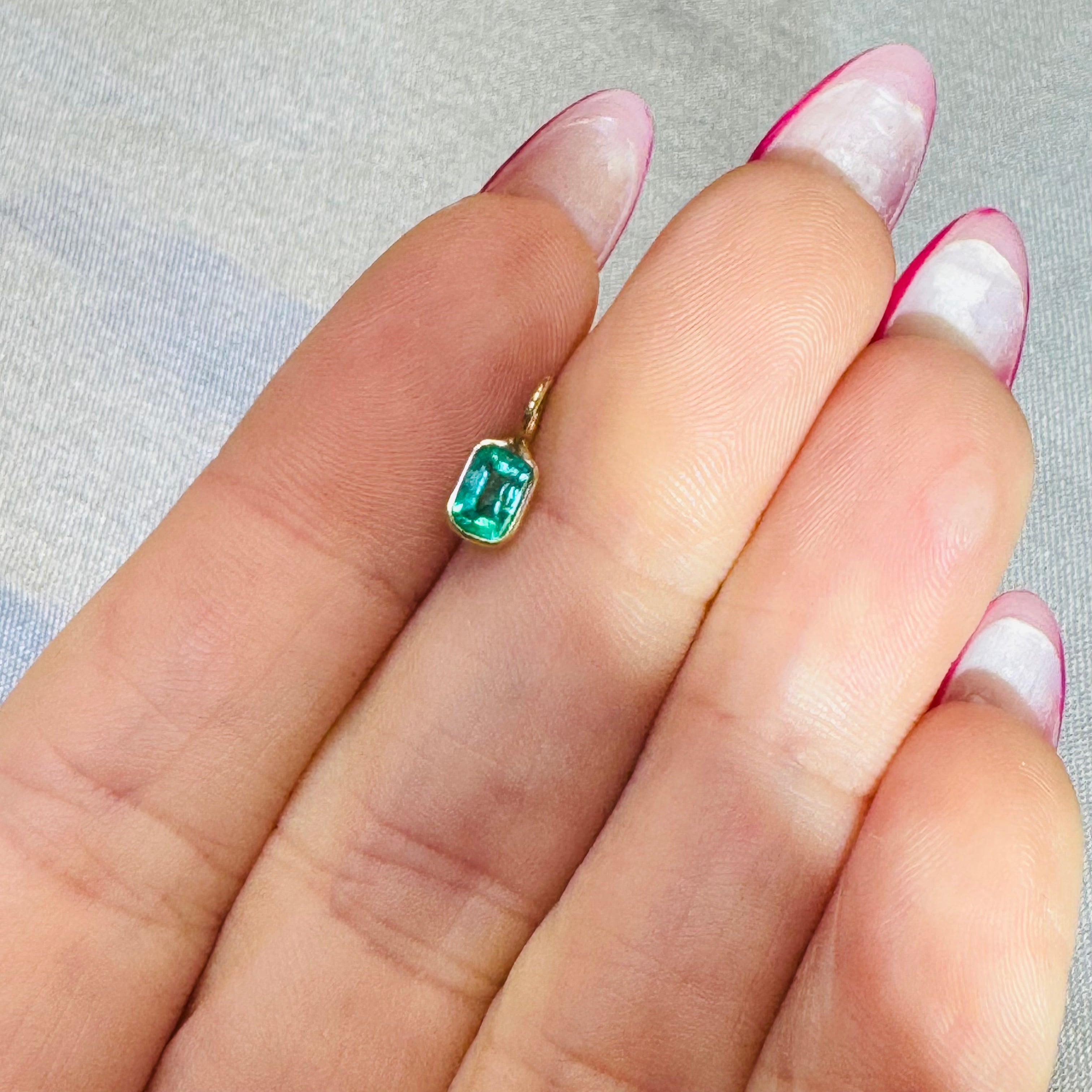 Emerald Charm Pendant 14K Yellow Gold
