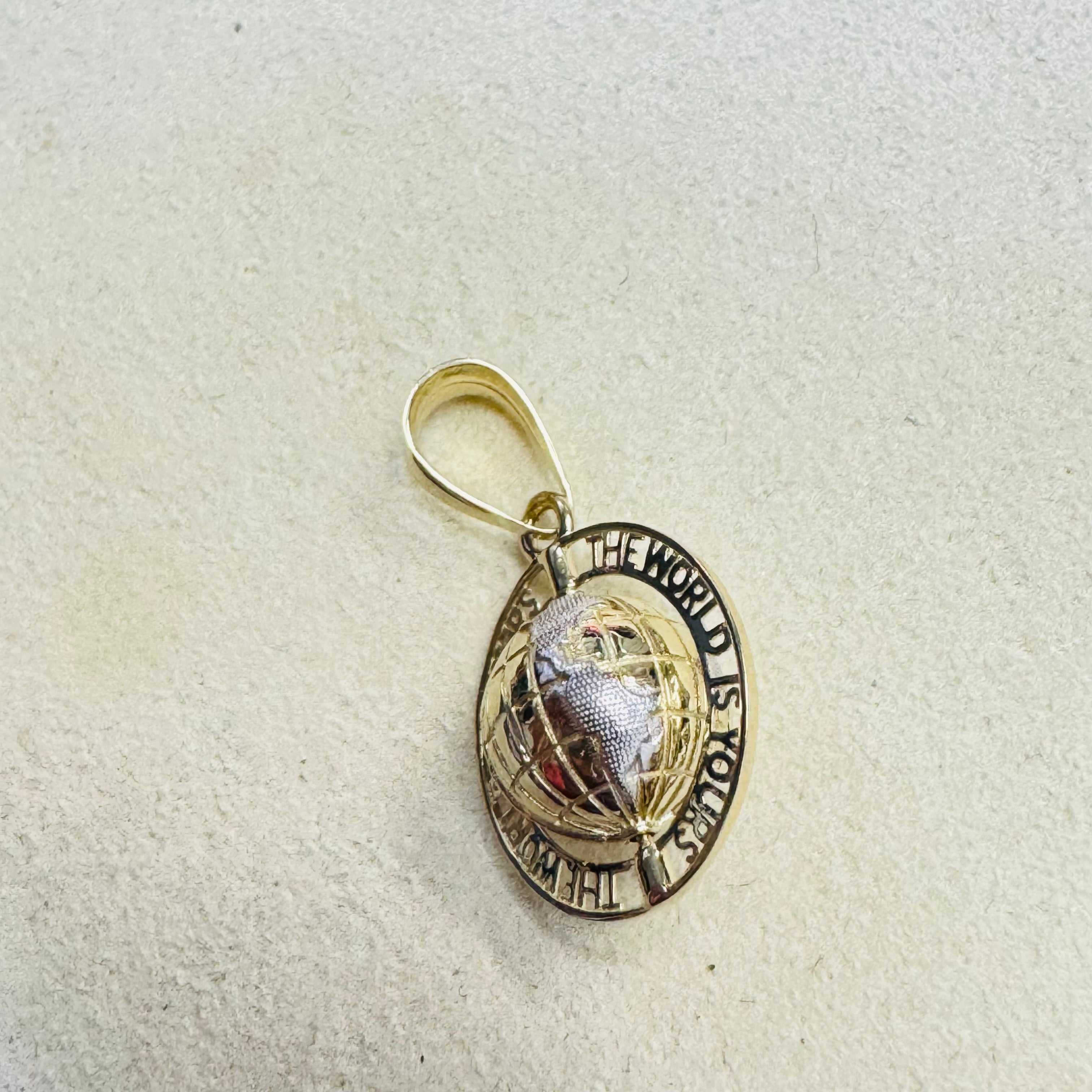 The World Is Yours 10K Yellow Gold Spinning Globe Charm