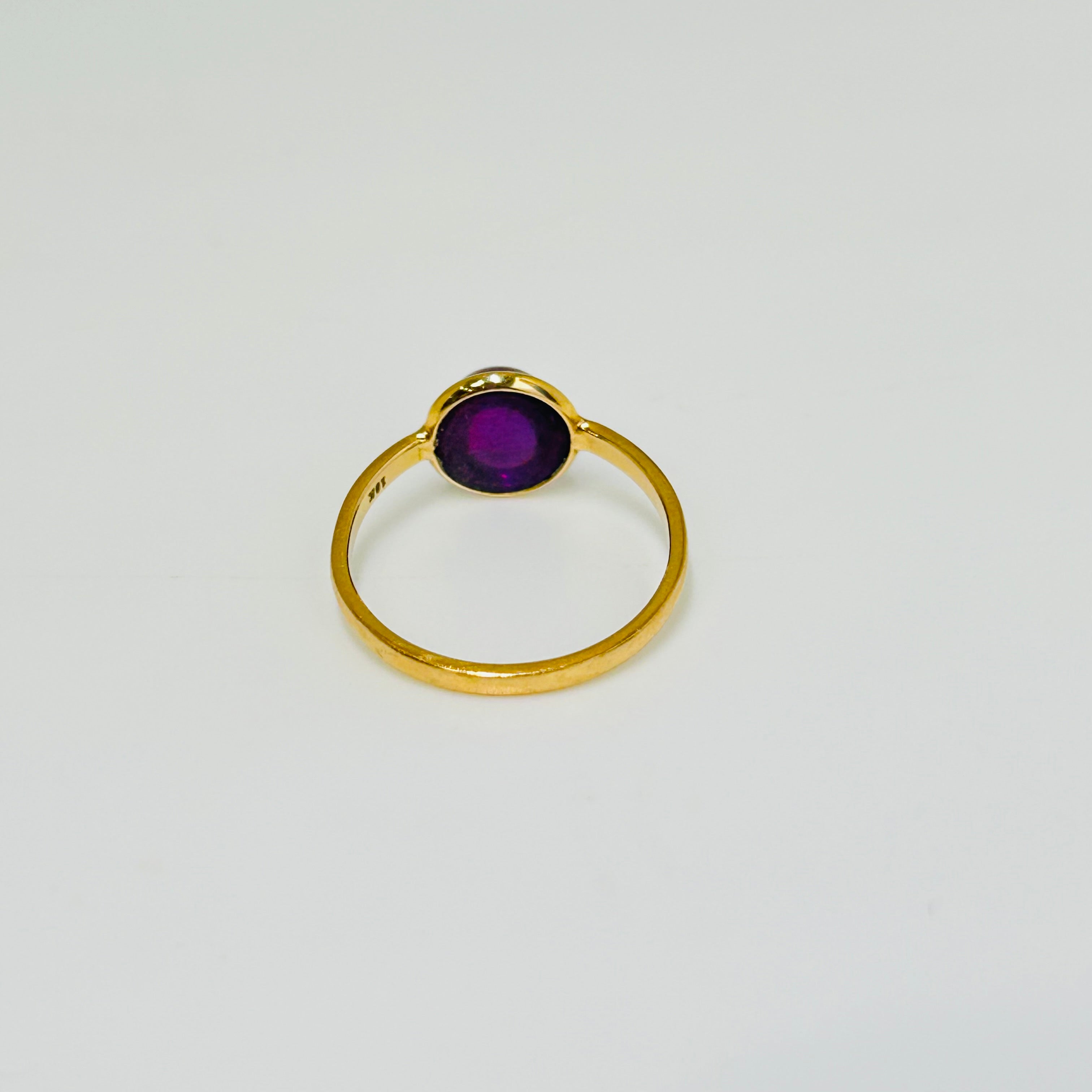 14k Yellow Gold Solid Cabochon Sapphire Ring Size 6.75