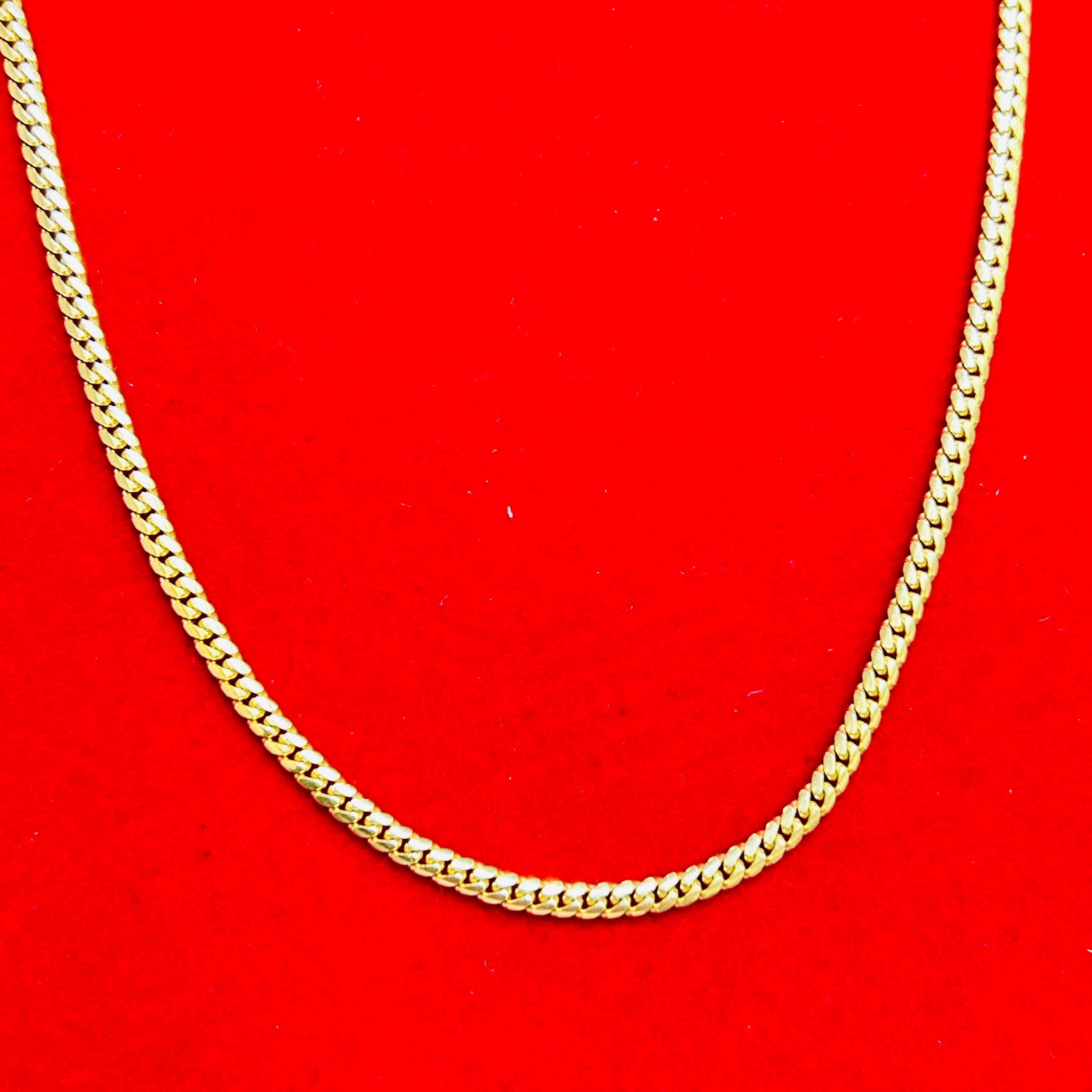 14K Solid Yellow Gold Cuban Link Necklace Chain 3.2mm With Box Lock