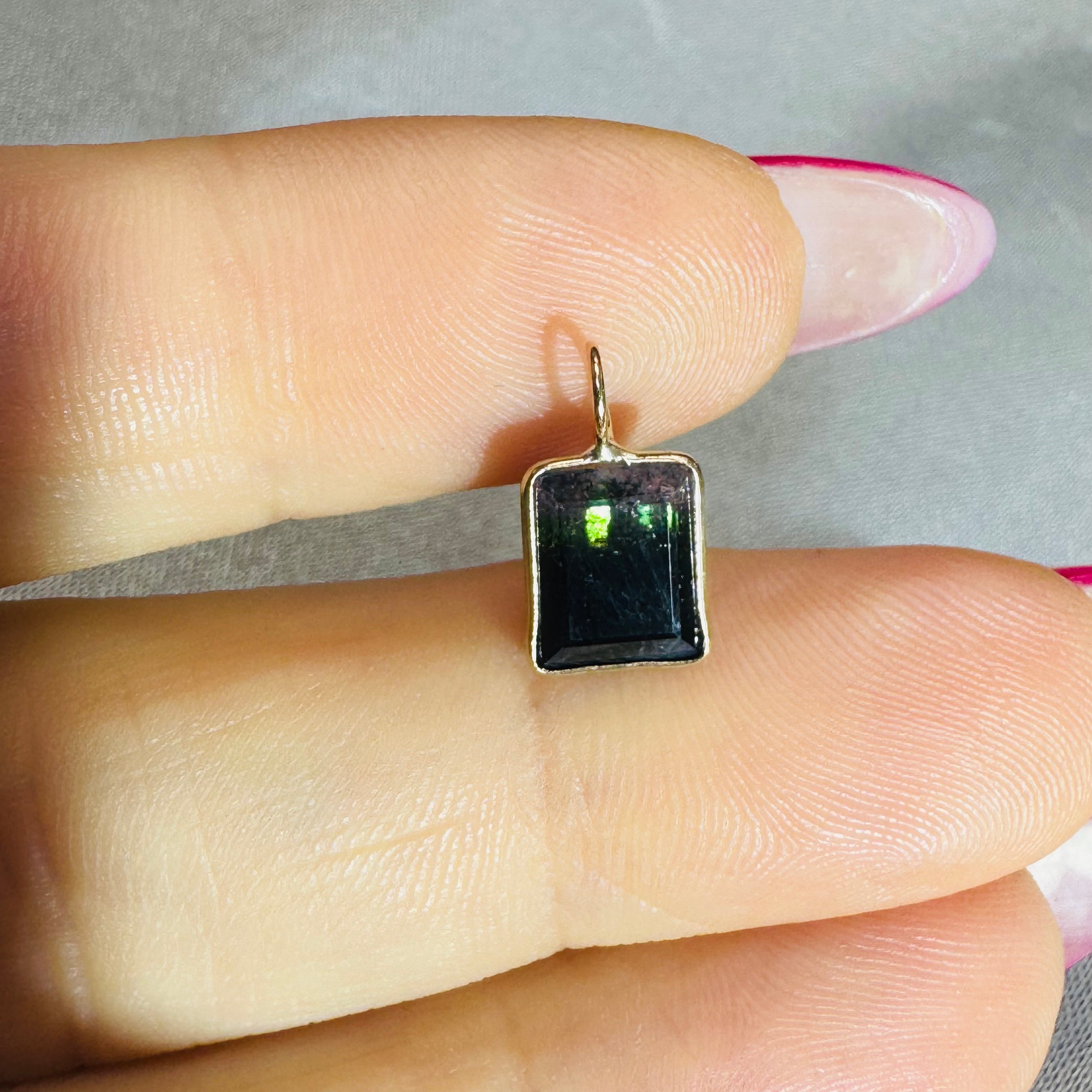 Bi Color Tourmaline Pendant 14K Yellow Gold