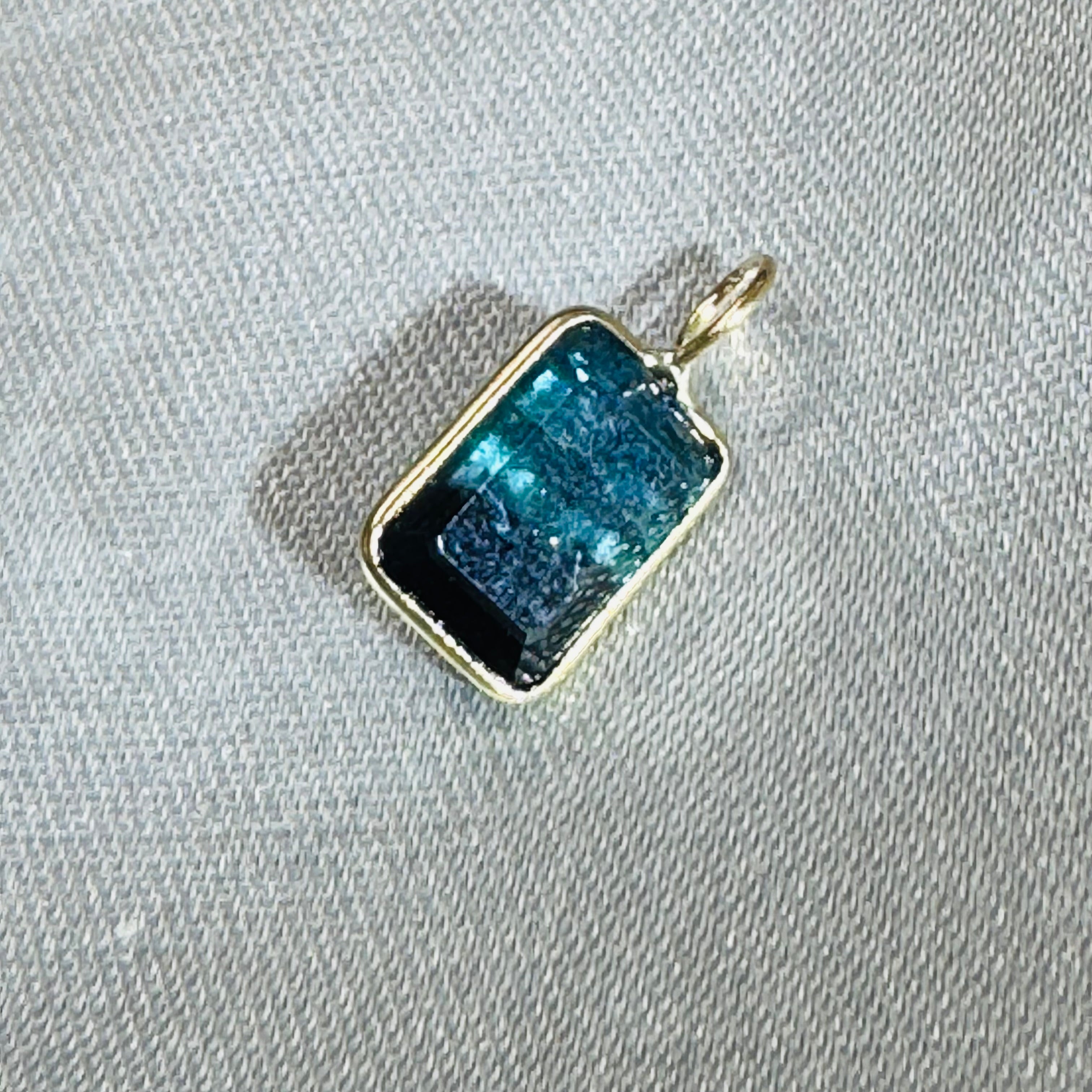 Bi Color Tourmaline Pendant 14K Yellow Gold