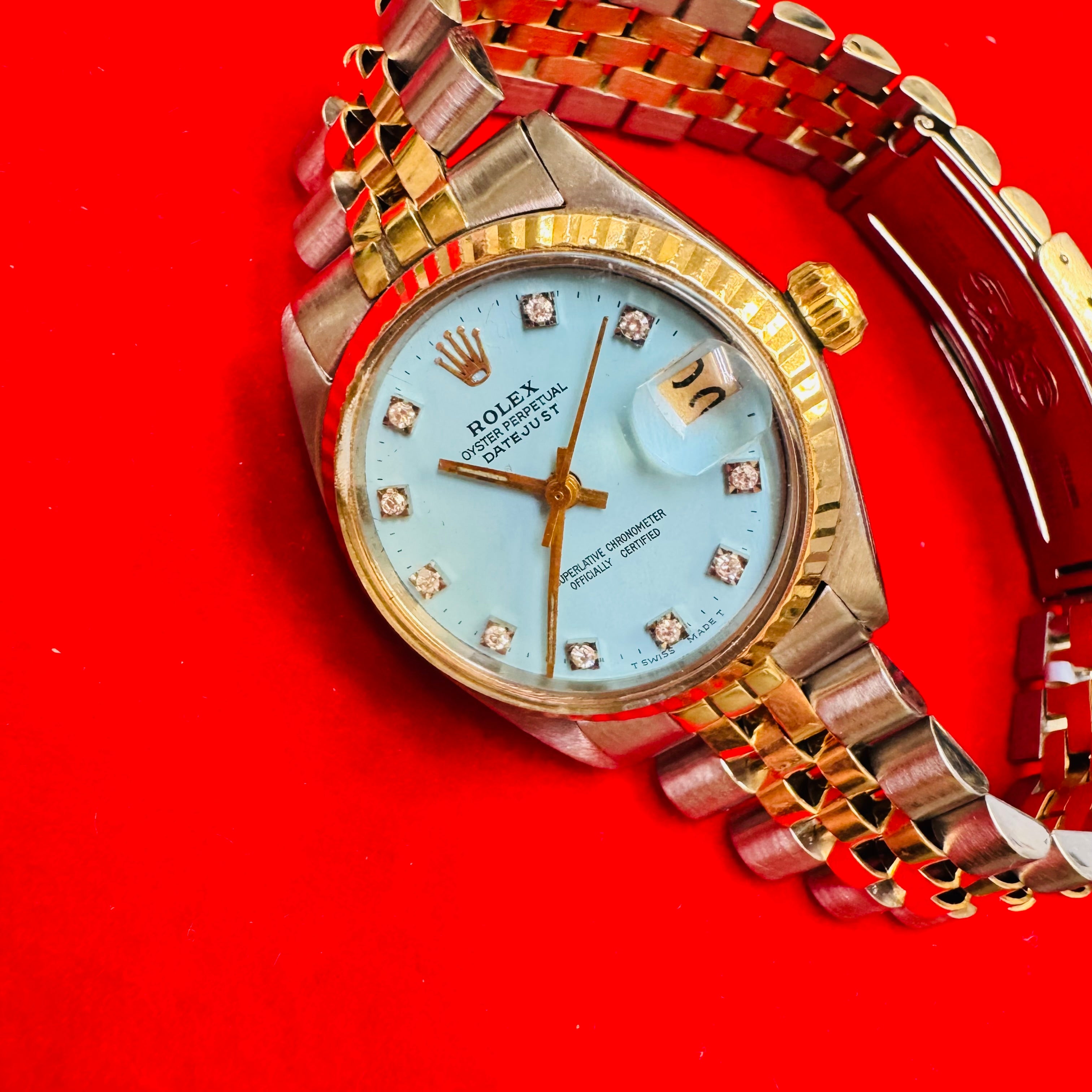 31mm Two Tone Rolex Watch with Factory Tiffany Blue Dial