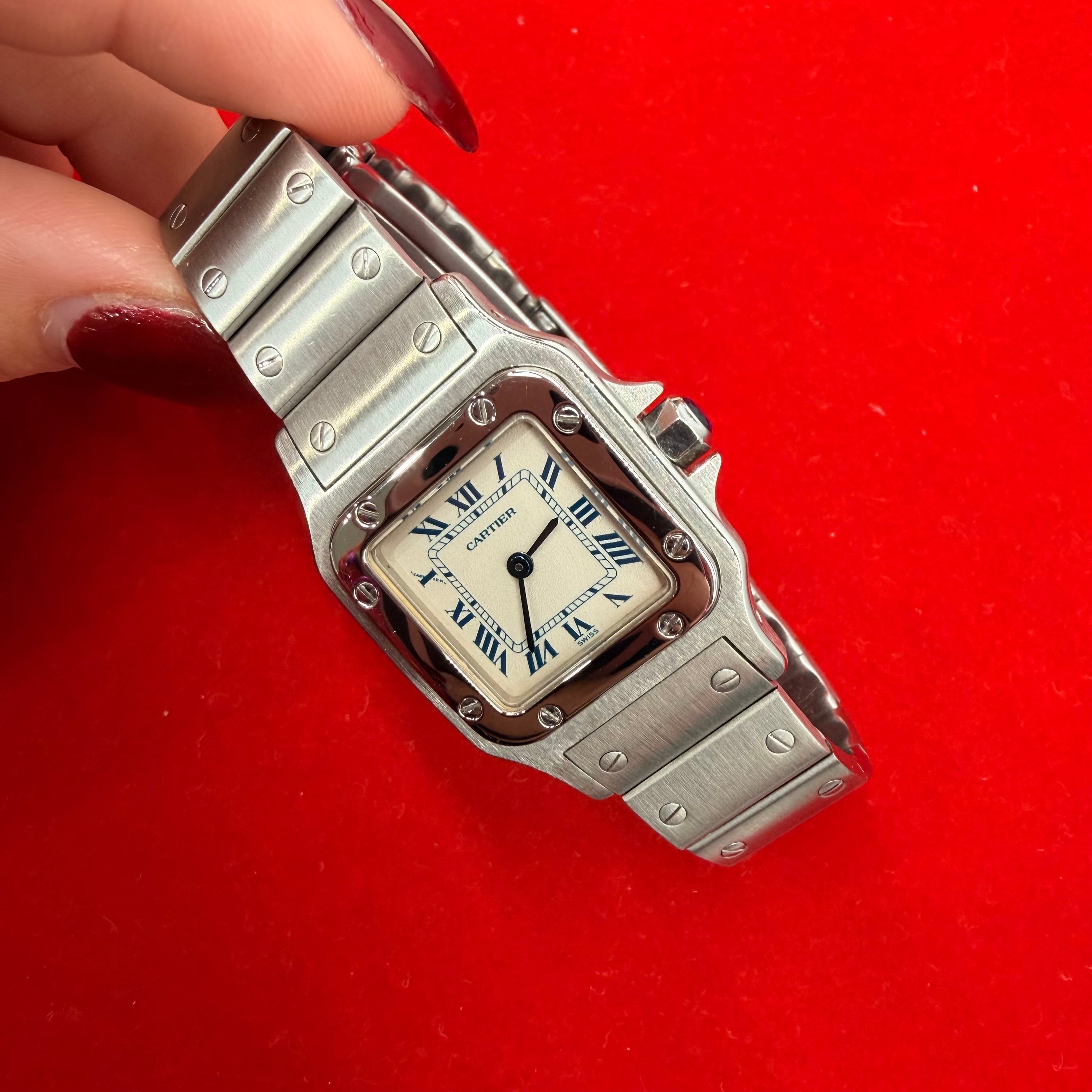 Cartier Santos Galbee Stainless Steel Quartz Wrist Watch 6.75