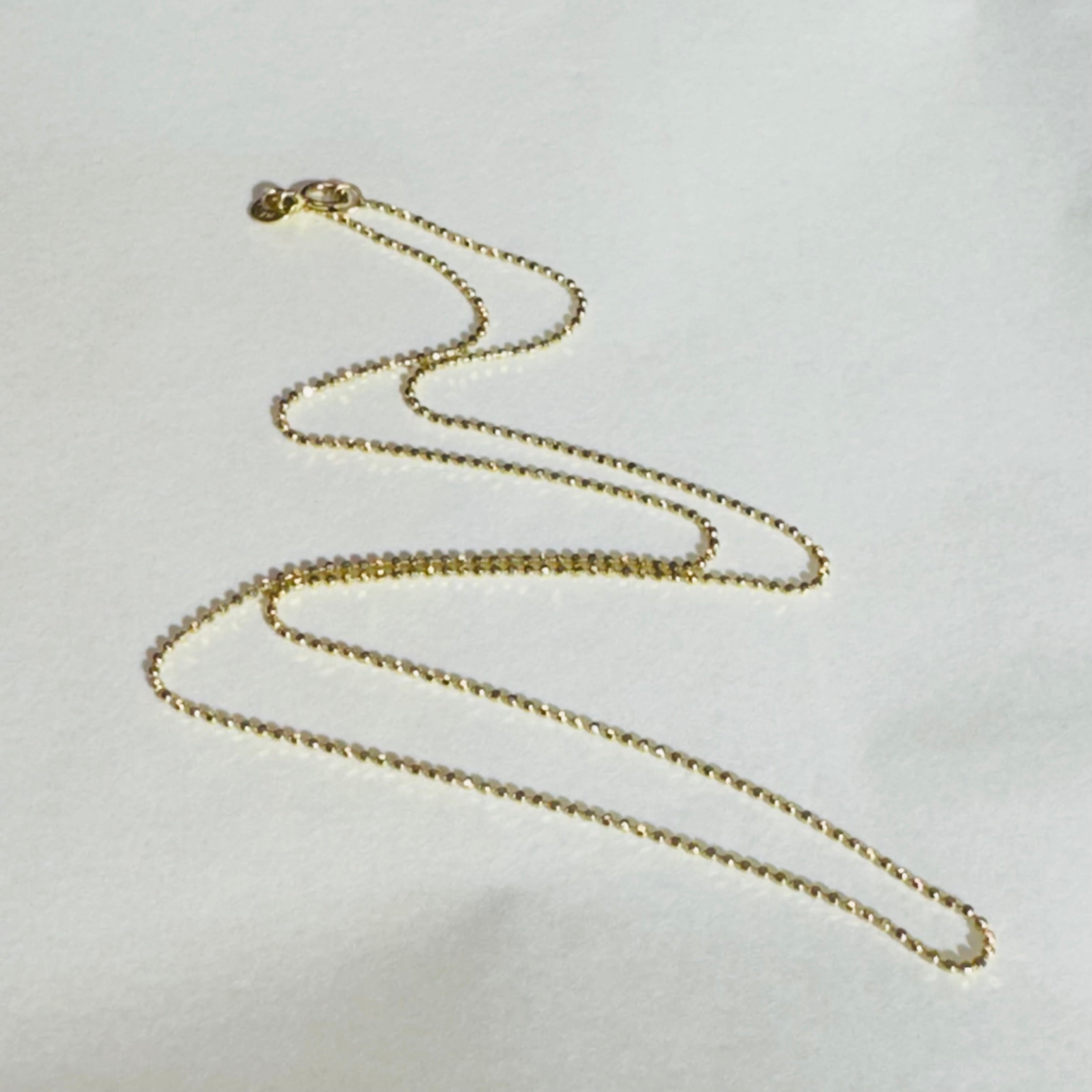 20” 1mm Solid 14K Yellow Gold  Ball Chain Necklace