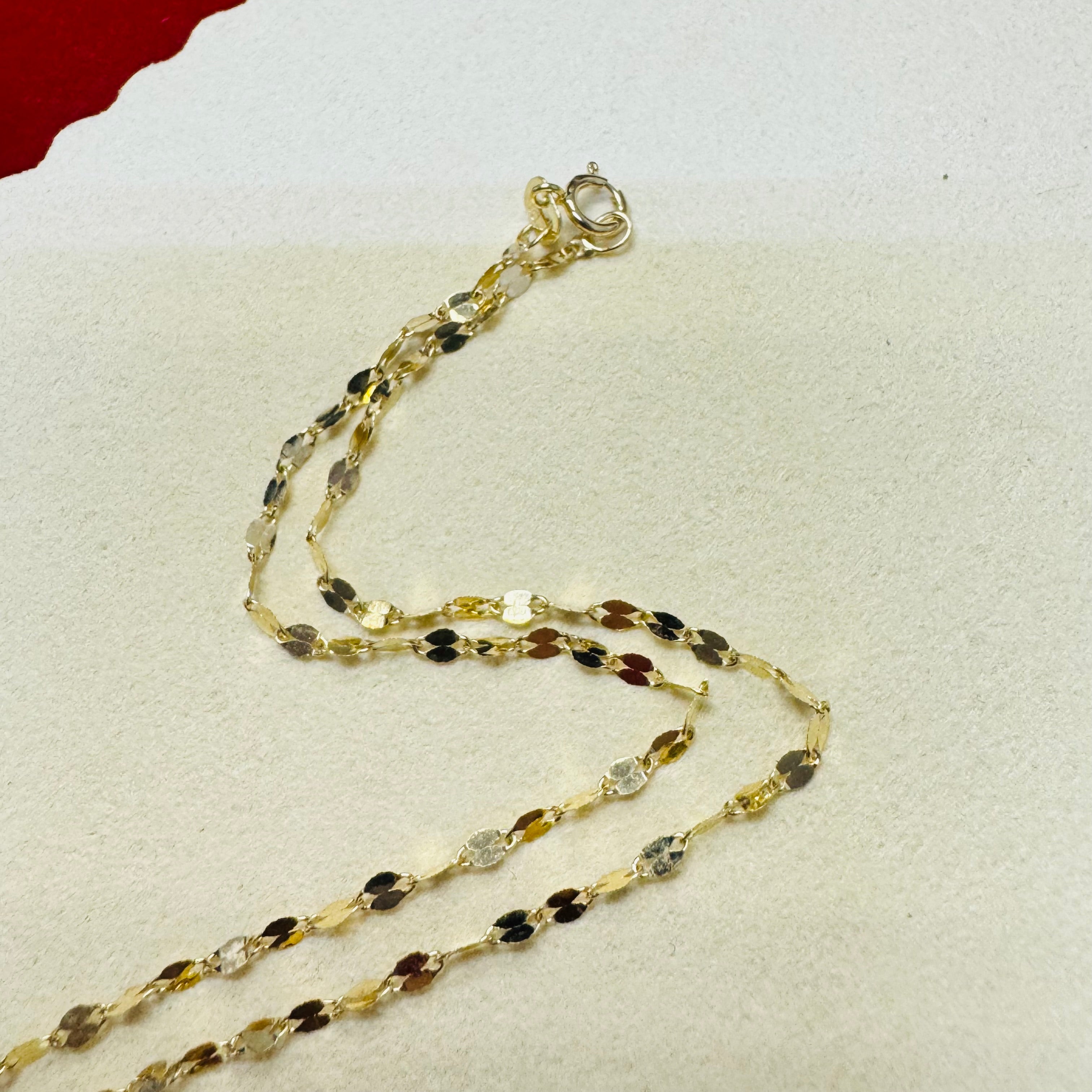 18” 2.5mm Solid 14K Yellow Gold Diamond Cut Sparkle Mirror Chain Necklace