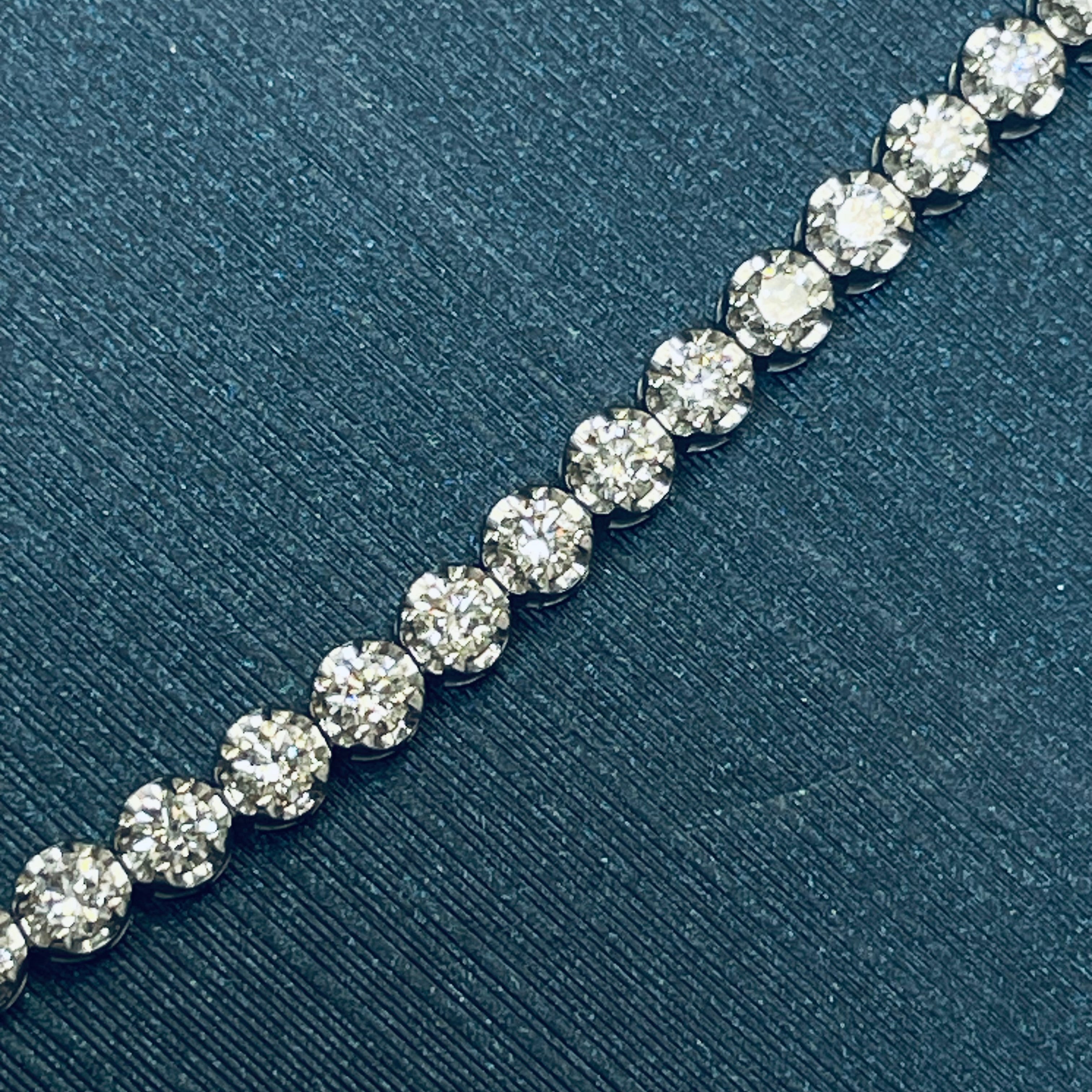 3.8CT  Natural 14K White Gold Diamond Bracelet 7”