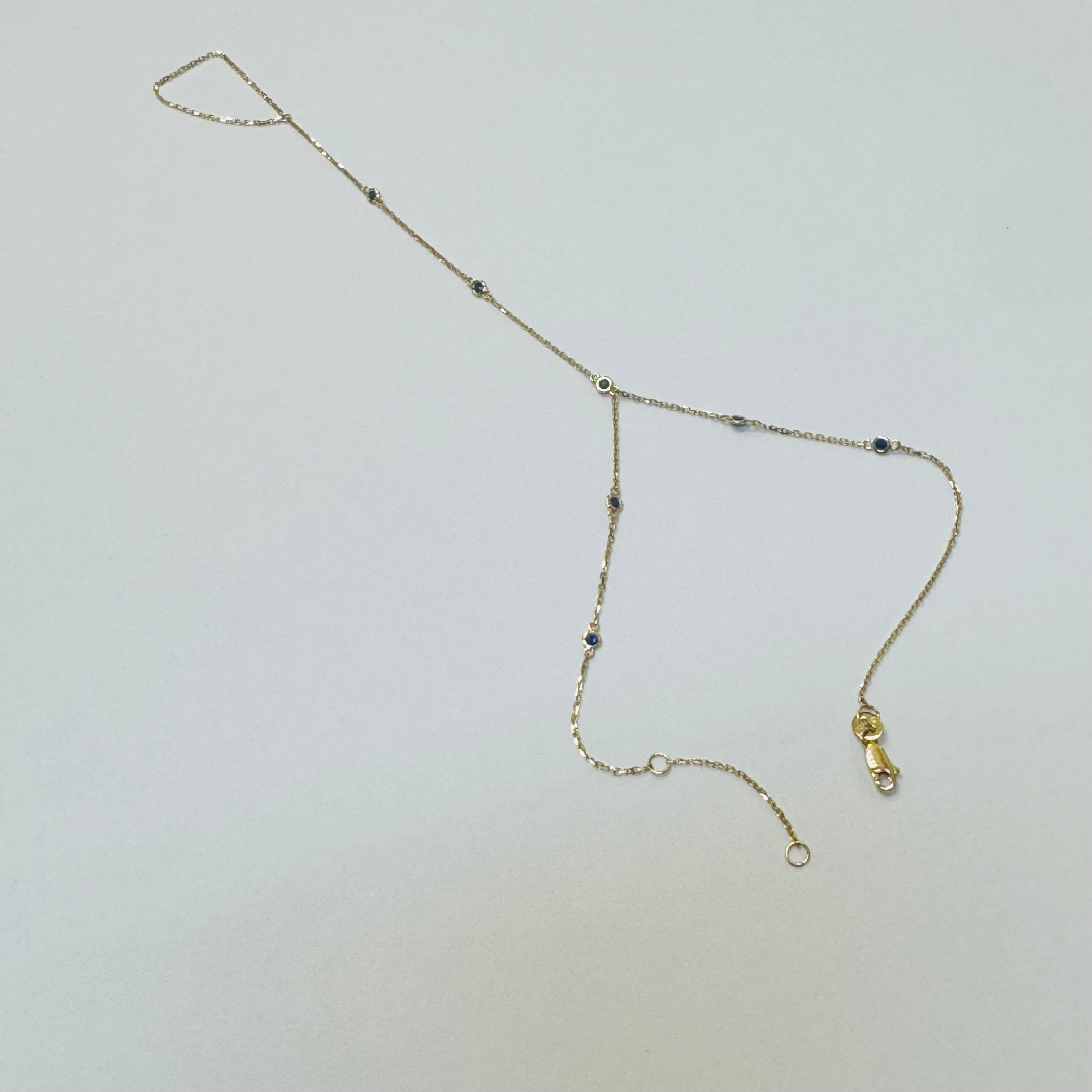 14K Yellow Gold Sapphire Station Handchain