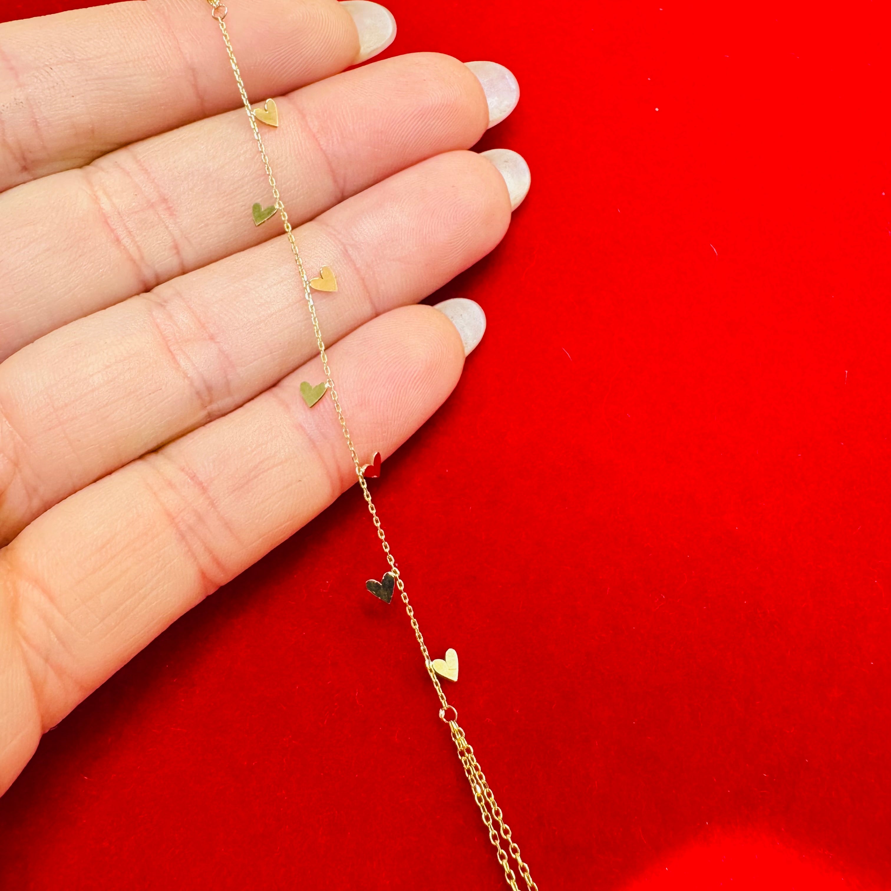 14K Yellow Gold Heart HandChain Bracelet