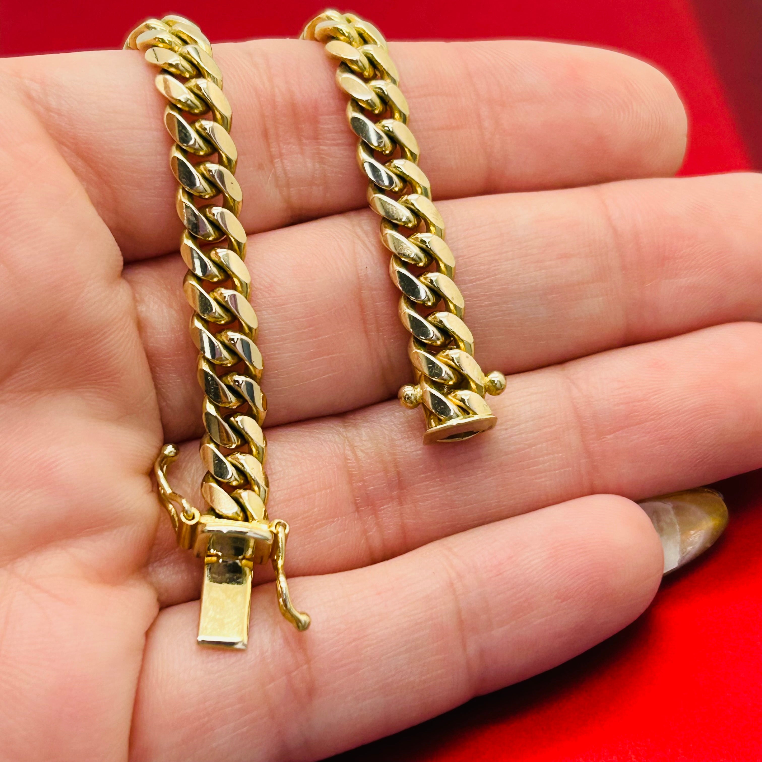 14K Solid Yellow Gold 5.7mm Cuban Link Chain Bracelet 8.75”