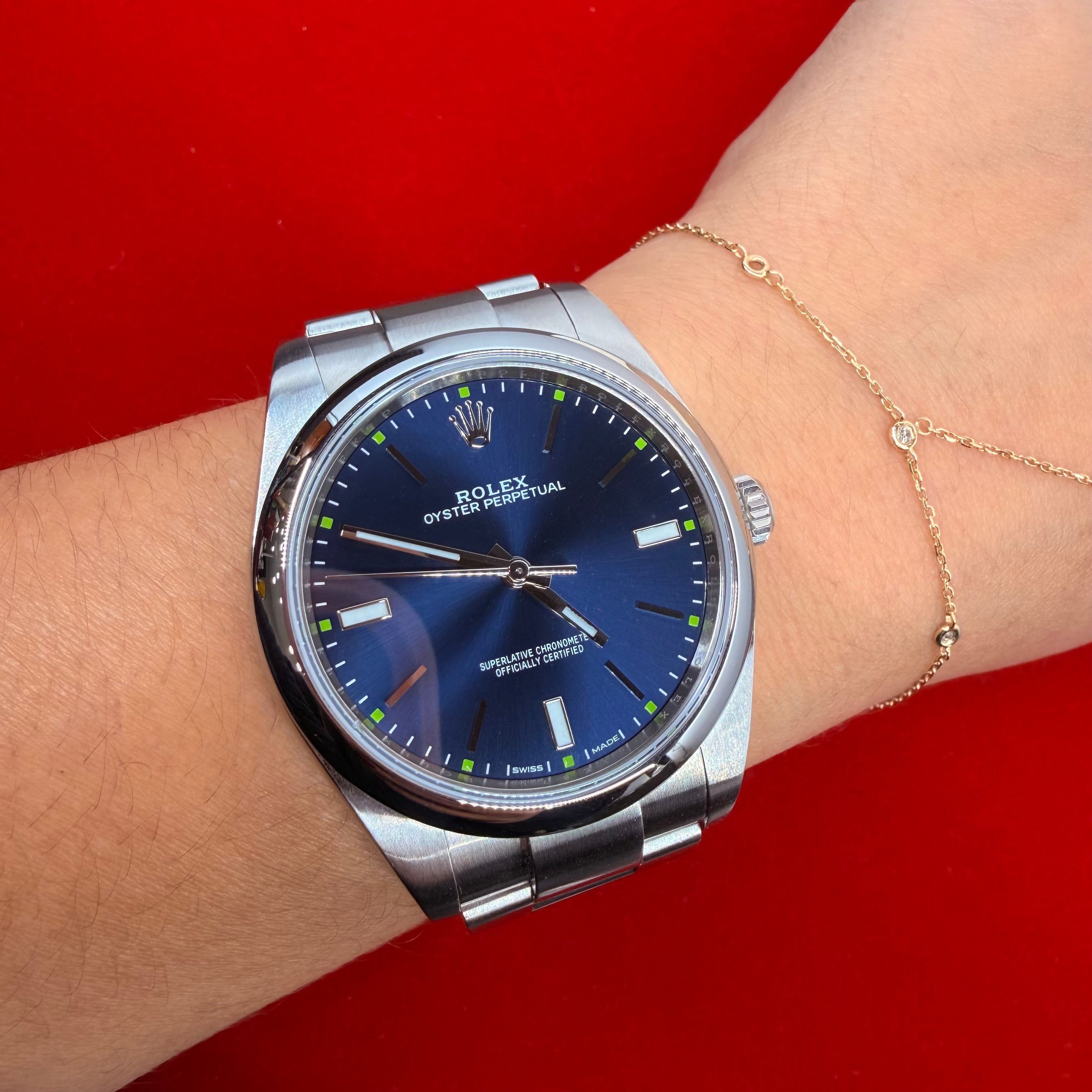 Rolex Oyster Perpetual 39mm Stainless Steel Blue dial Ref.114300