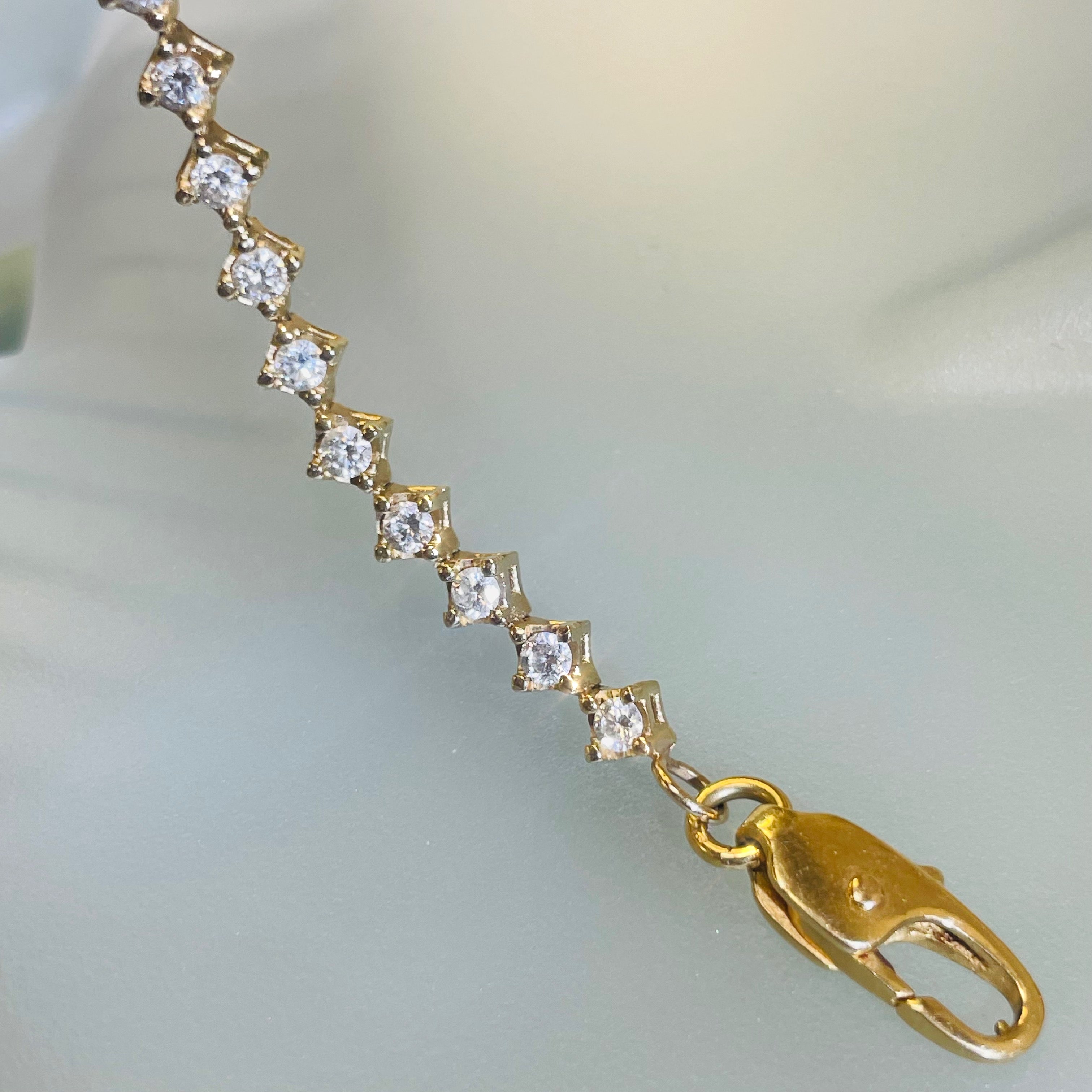 14K Yellow Gold 2CT Natural Diamond Unique Tennis Bracelet 7"