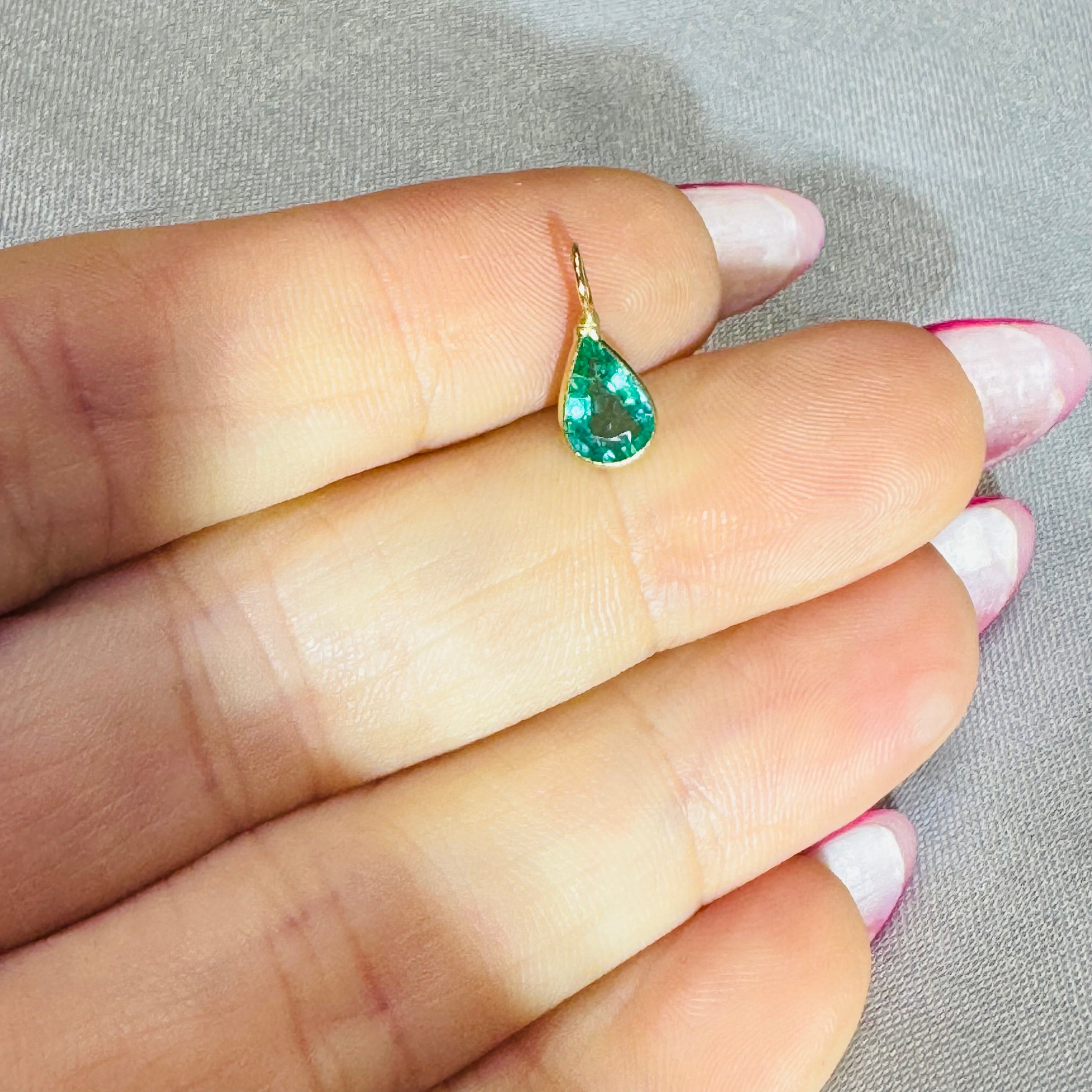 Emerald Charm Pendant 14K Yellow Gold
