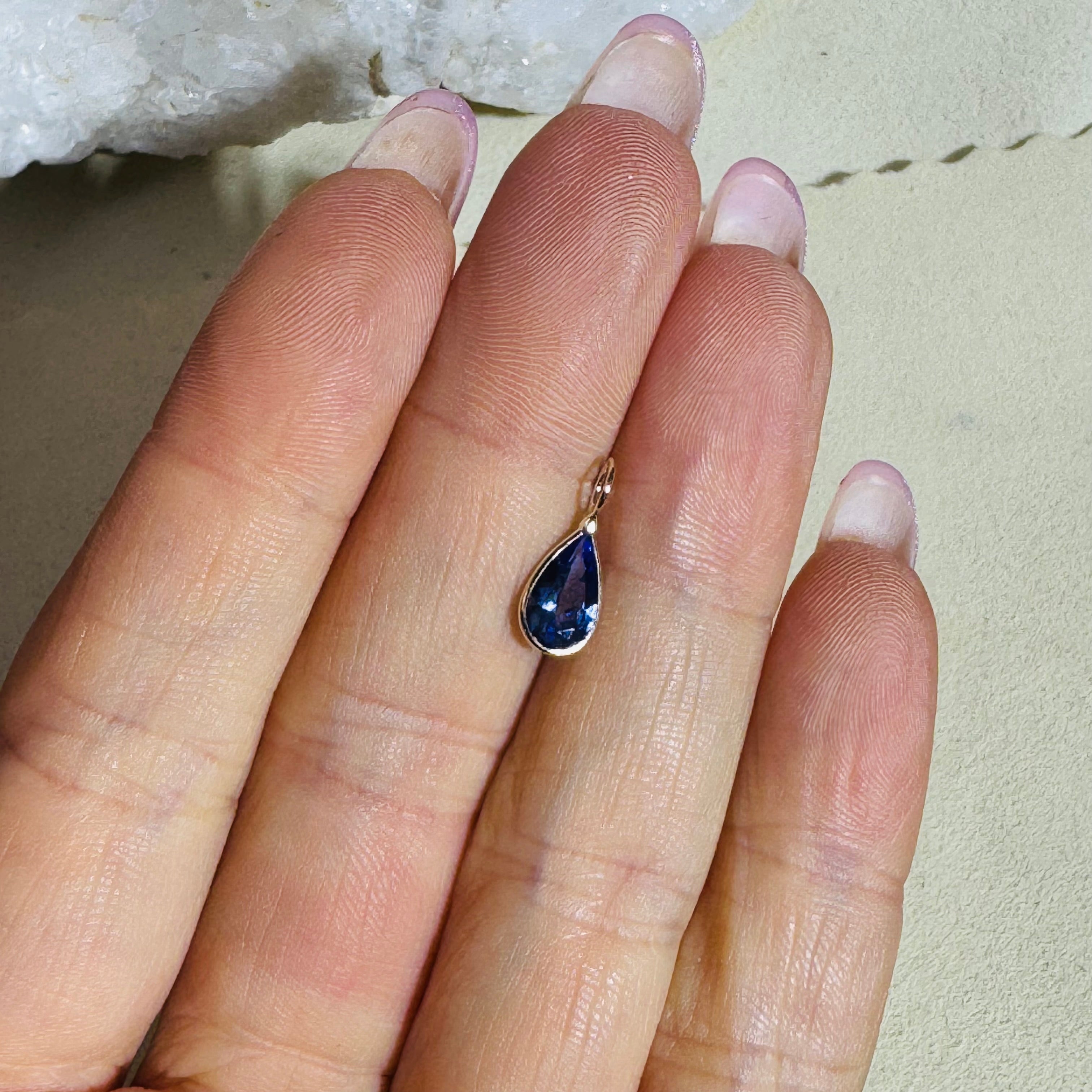 Natural Pear Tanzanite 14K Gem Charm Pendant