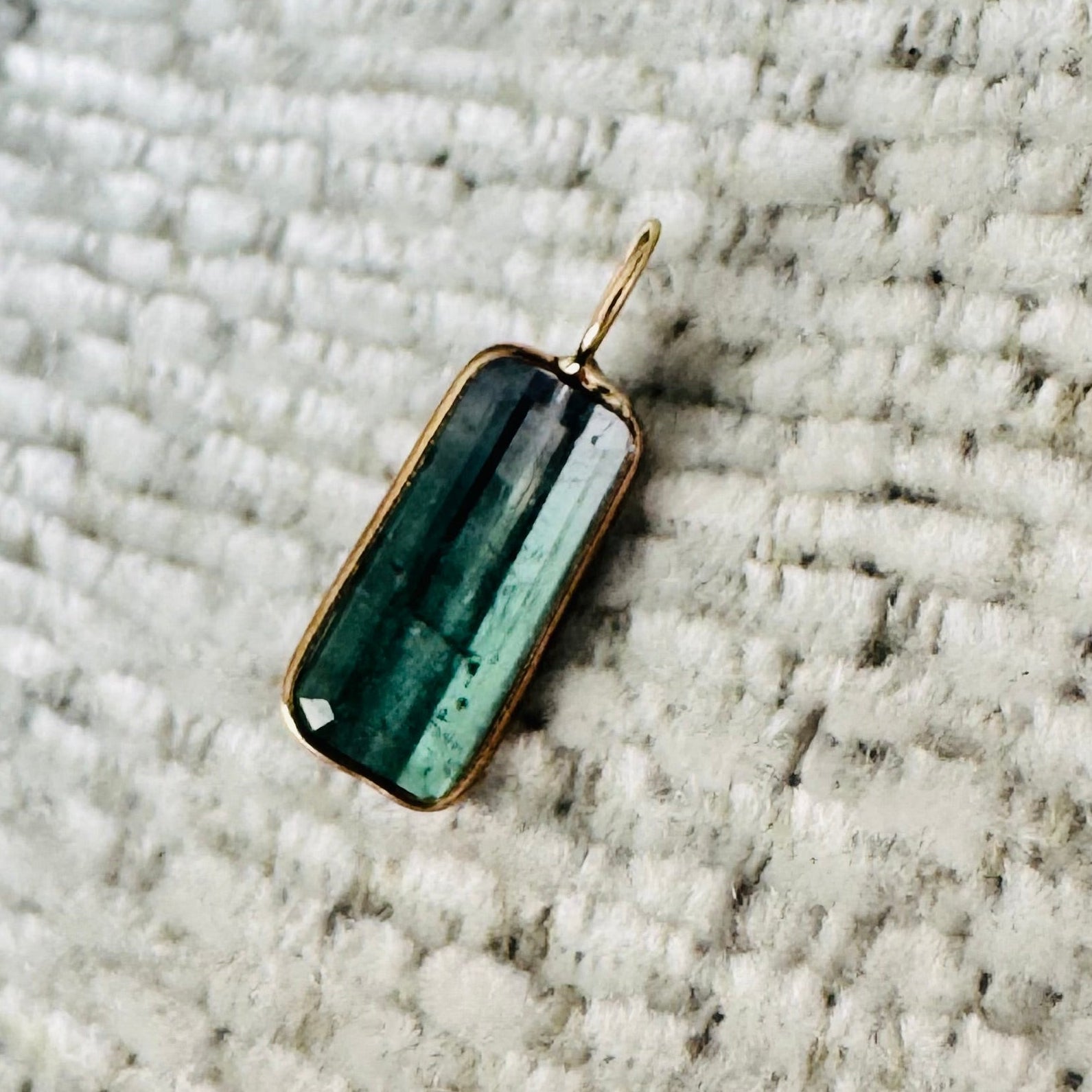 Bi Color Tourmaline 14K Yellow Gold Charm Pendant