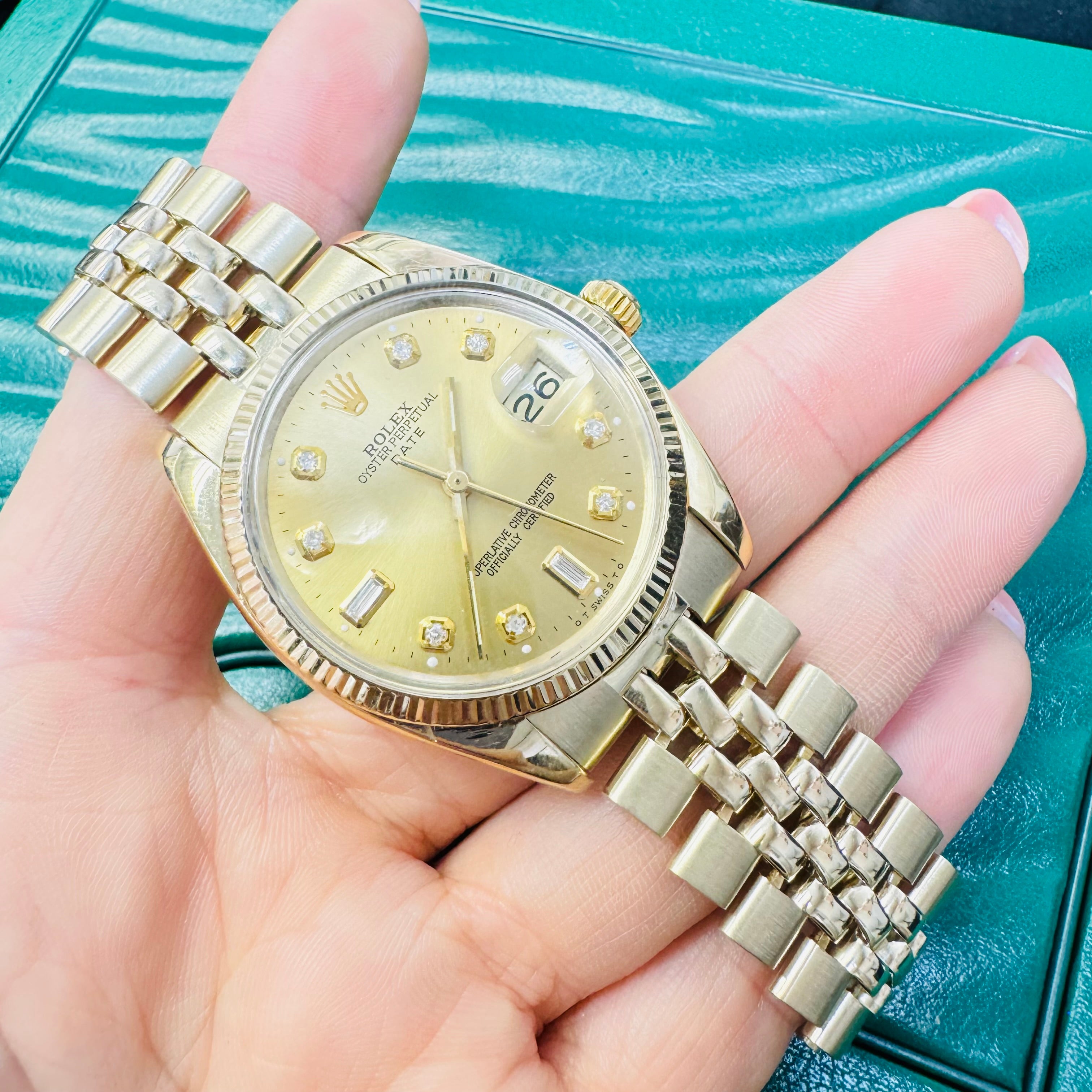 34mm Solid 14K Yellow Gold Rolex DATE Wrist Watch 1979