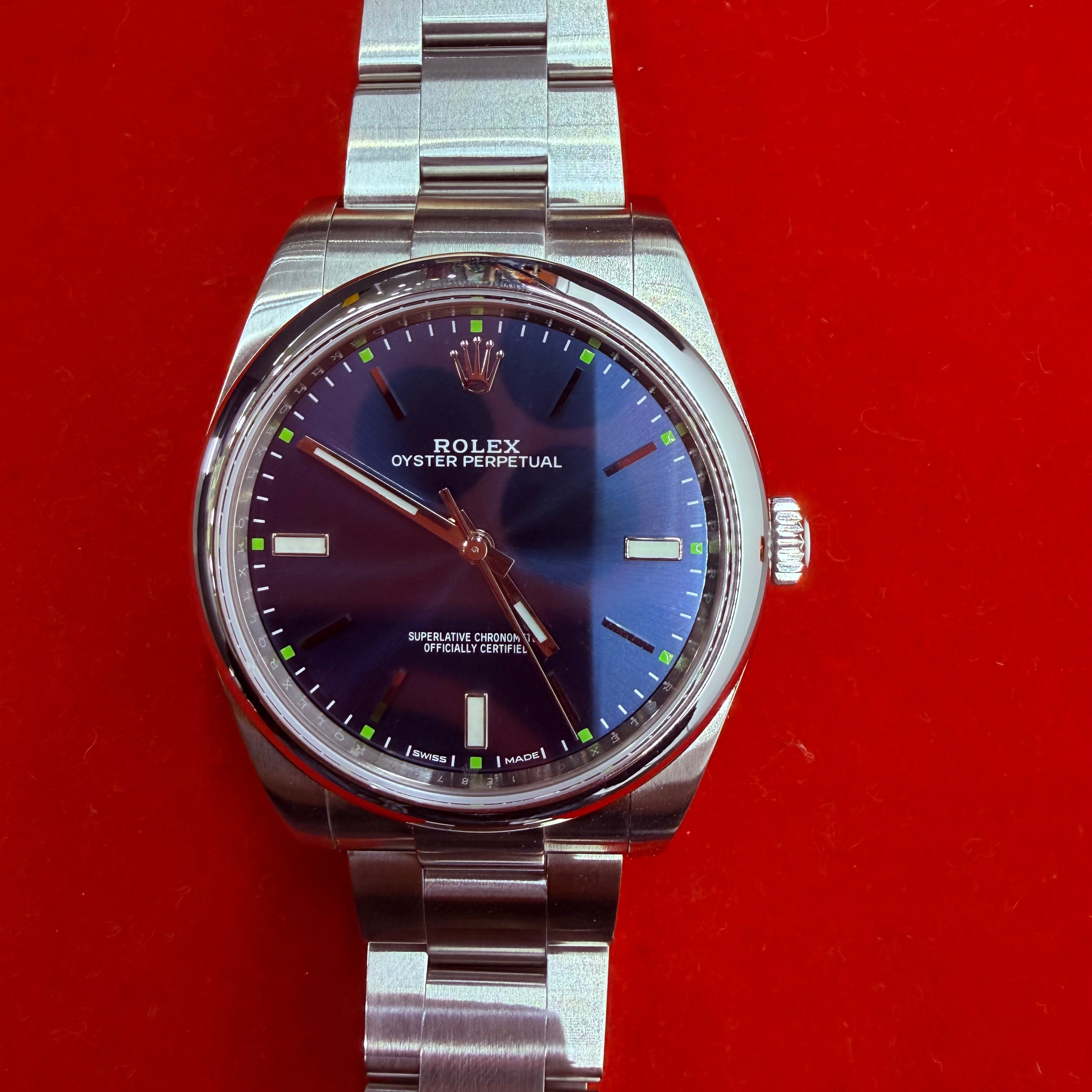 Rolex Oyster Perpetual 39mm Stainless Steel Blue dial Ref.114300