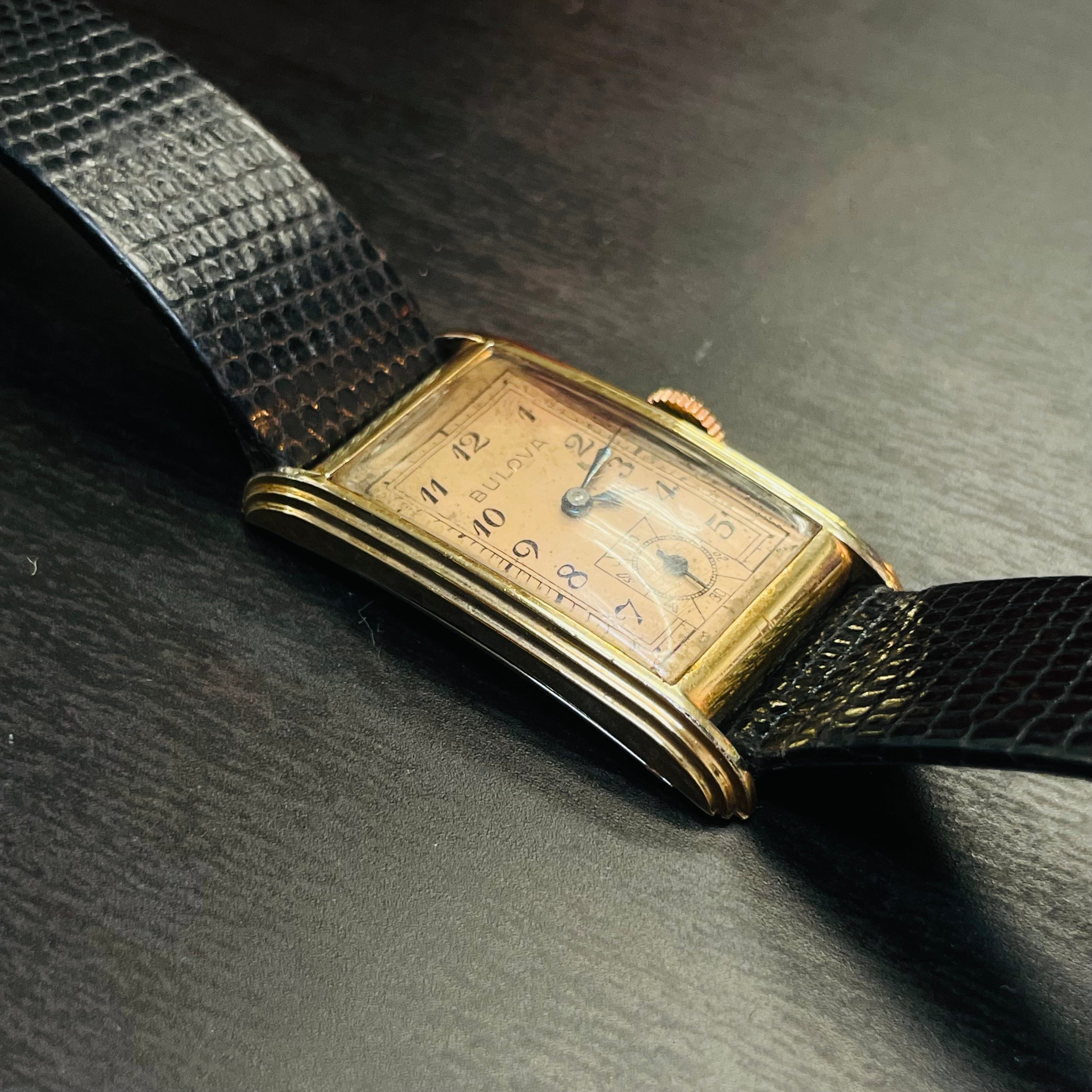 20x30mm Bulova Antique Tank Watch Rose Gold Filled Wristwatch