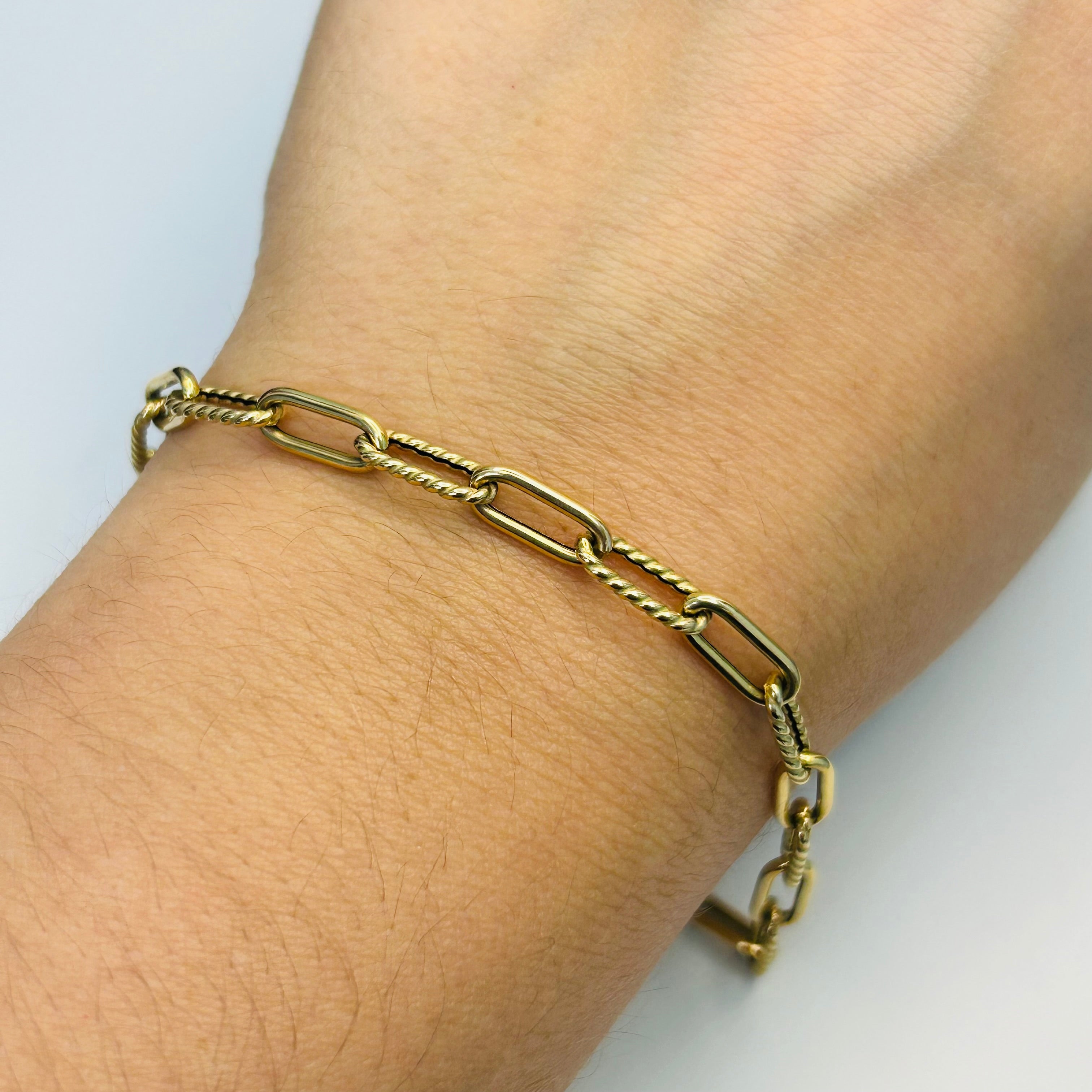 4.4mm 14K Yellow Gold Link Bracelet 8.25”